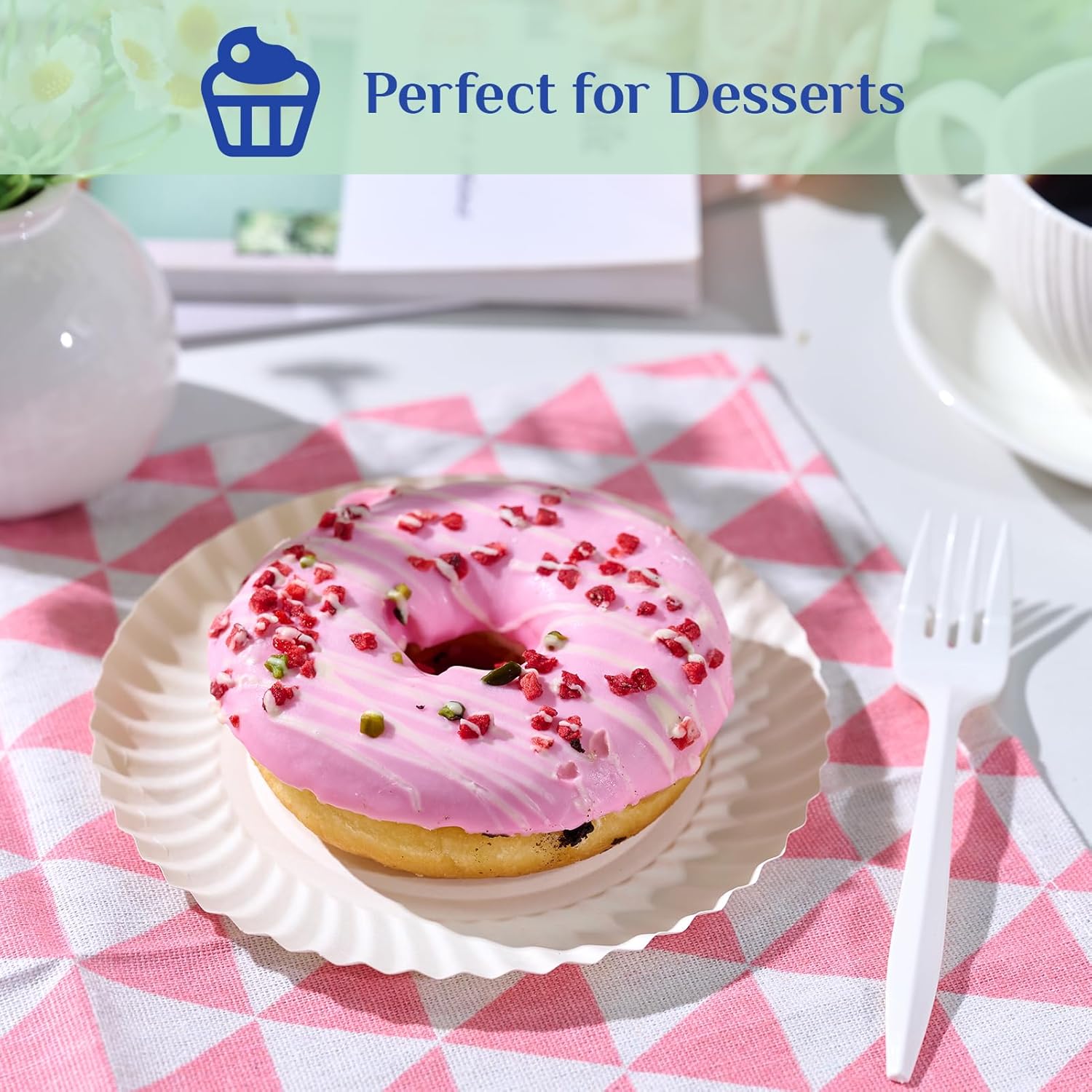 Thumbnail 3 de MUCHII 1200 Count 6-Inch White Uncoated Paper Plates for Desserts, Snacks & Crafts