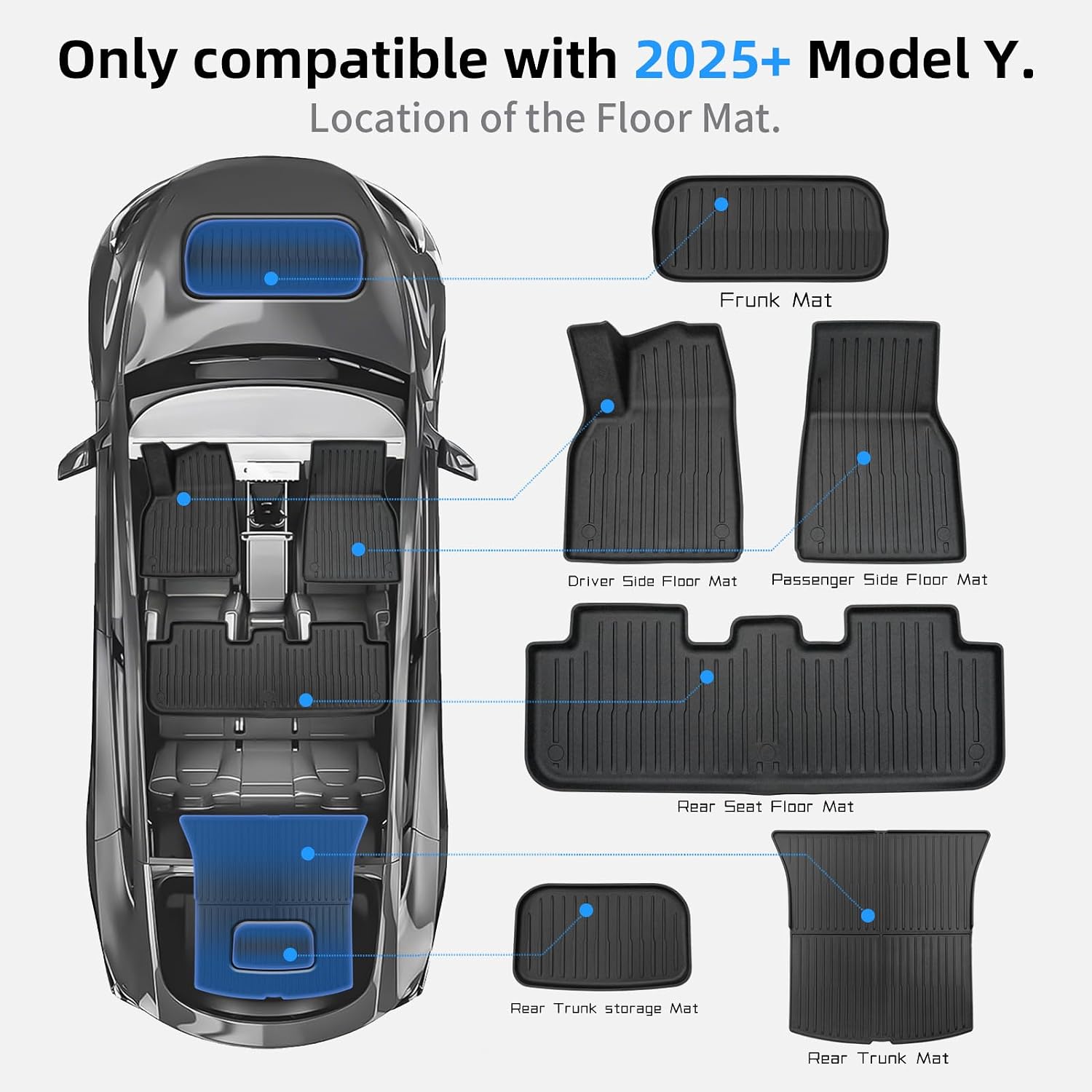 Thumbnail 3 de CYBERBEANS Tesla Model Y Juniper Mats 6Pcs