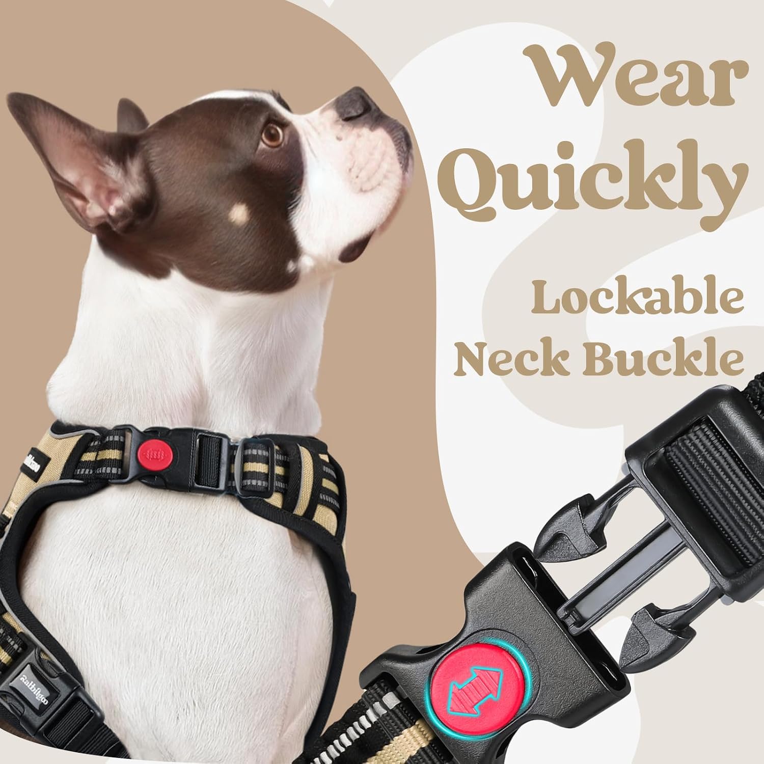 Thumbnail 2 de rabbitgoo Dog Harness for Large (XL) — No-Pull Adjustable Soft Padded Vest with 3 Buckles, Reflective Strips & Control Handle