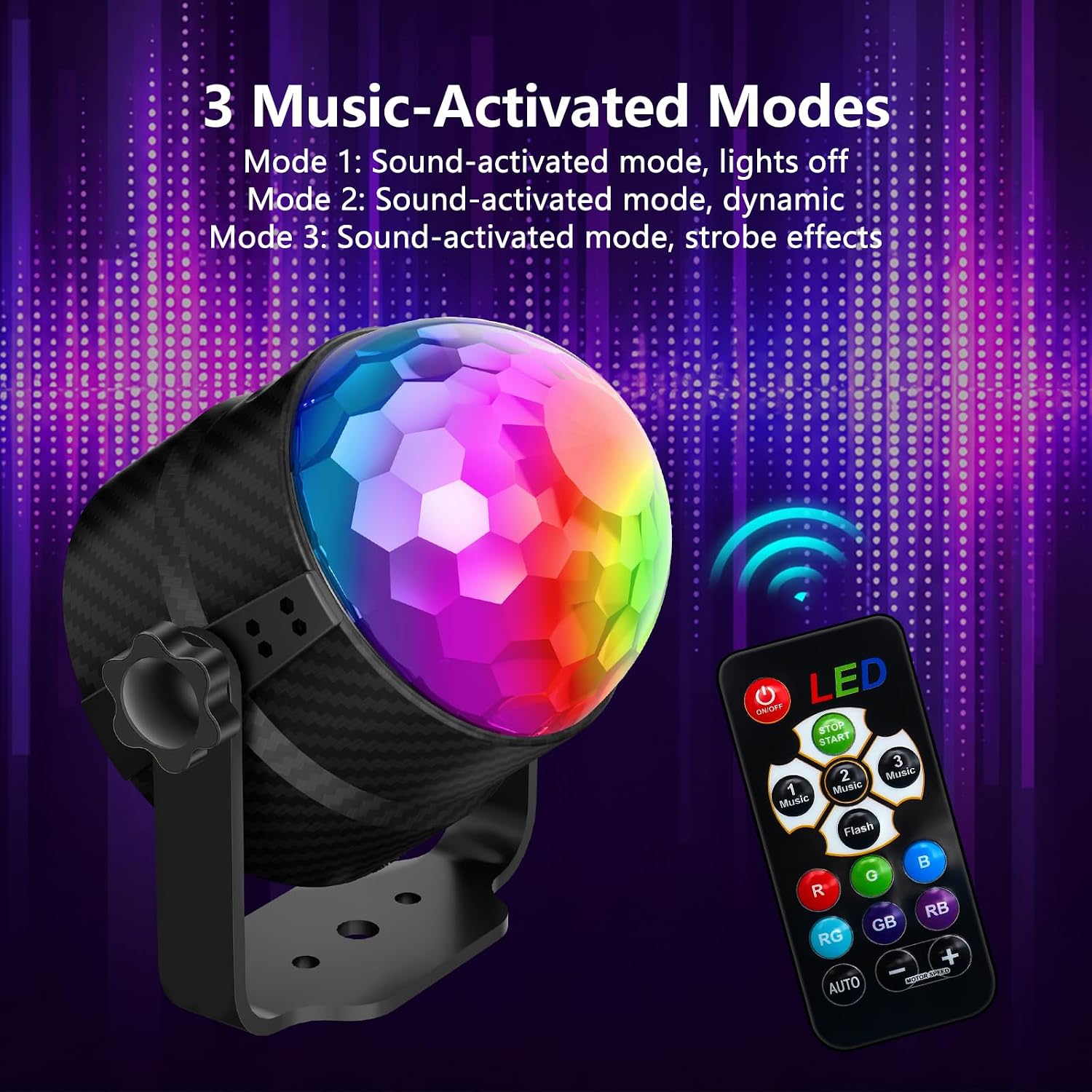 Thumbnail 3 de Gobikey Pack of 2: Lights 360° Rotation Sound Activated Disco Ball Lights