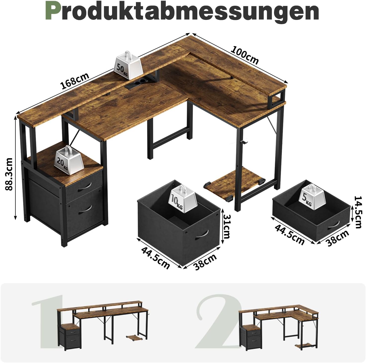 Thumbnail 2 de YOUDENOVA Scrivania angolare 168x100 cm 🖥️
