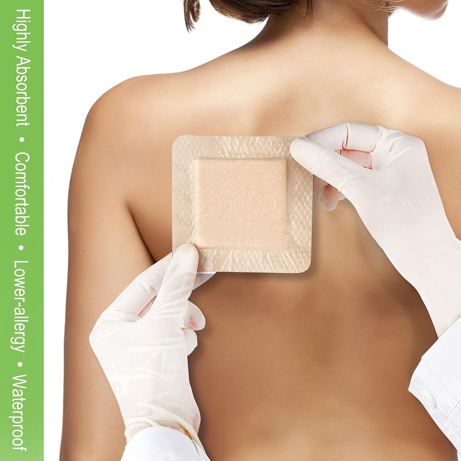 Detalle de NEUHEILS NeuHeils Silicone Adhesive Foam Dressing 4''x4'' (10 Pack) for Bed Sores & Leg Ulcers