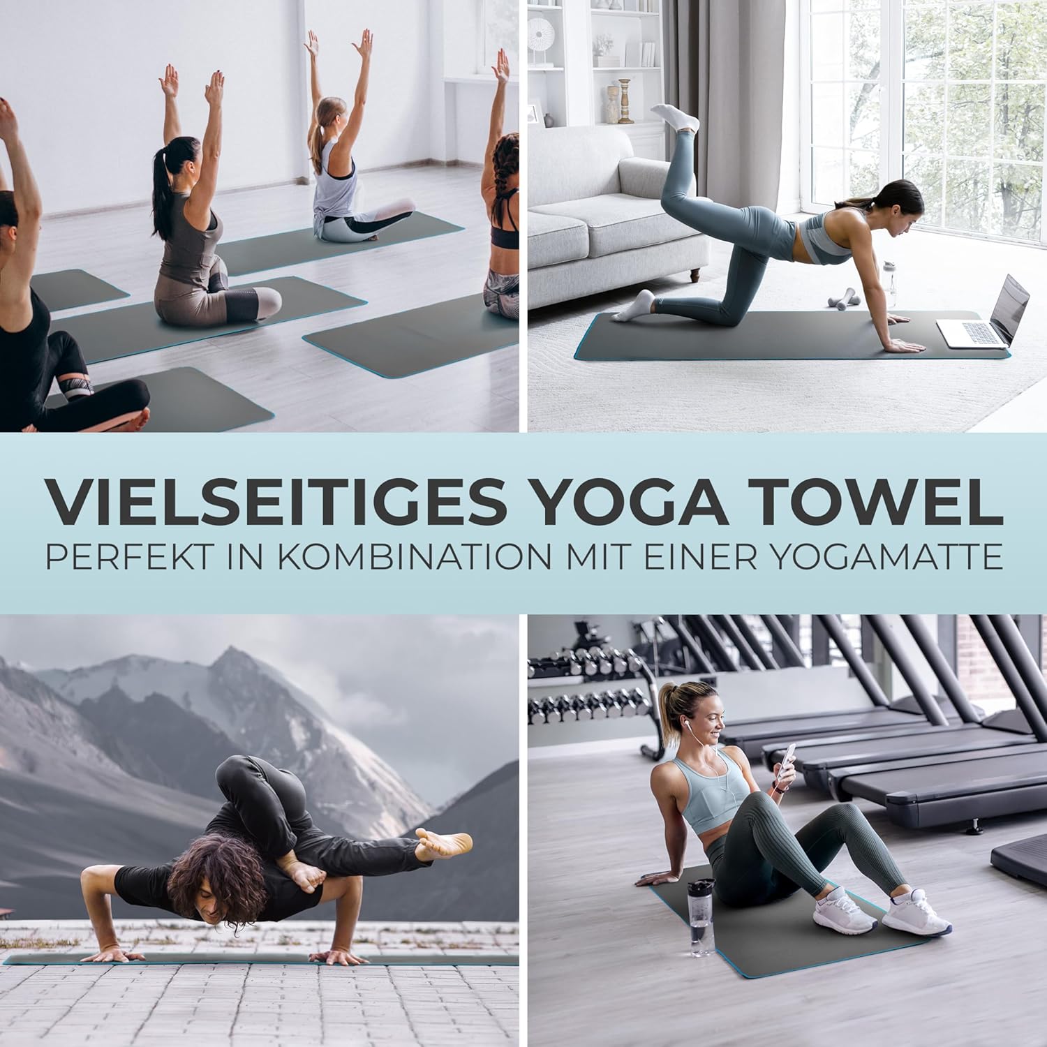 Detalle de NirvanaShape Yoga Handtuch rutschfest (Hot Yoga Towel) mit Antirutsch-Noppen – 185 x 63 cm