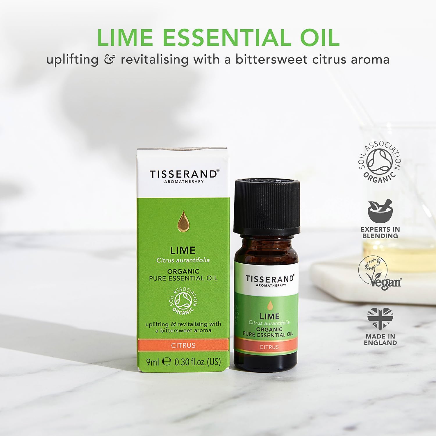 Detalle de Tisserand Aromatherapy Organic Lime Essential Oil (9 ml) – Pure Citrus for Massage, Bath & Diffusion