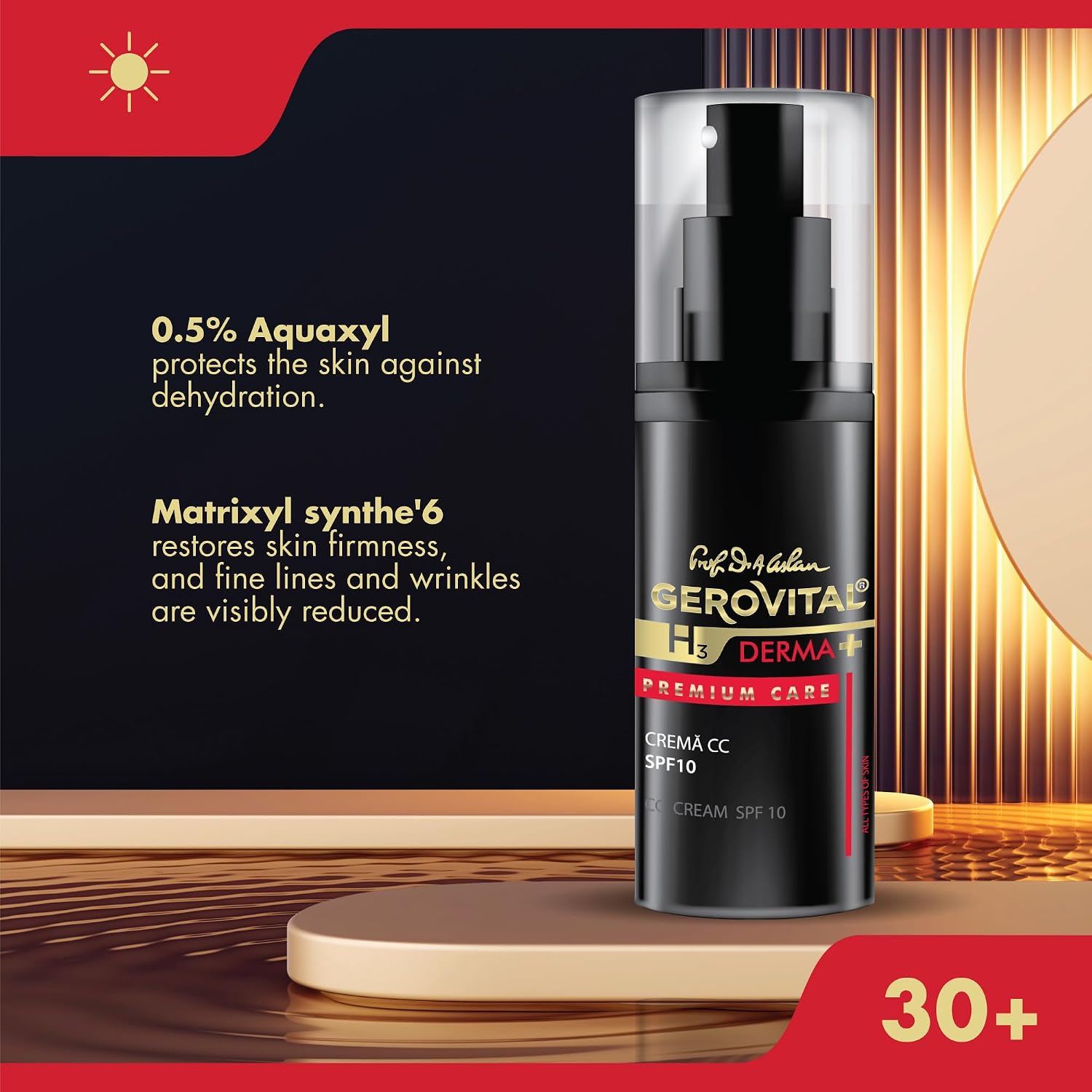 Thumbnail 4 de CC Creme Gesicht LSF 10 mit anpassbarem Farbton – 30 ml, Gerovital H3 Derma+ Premium Care