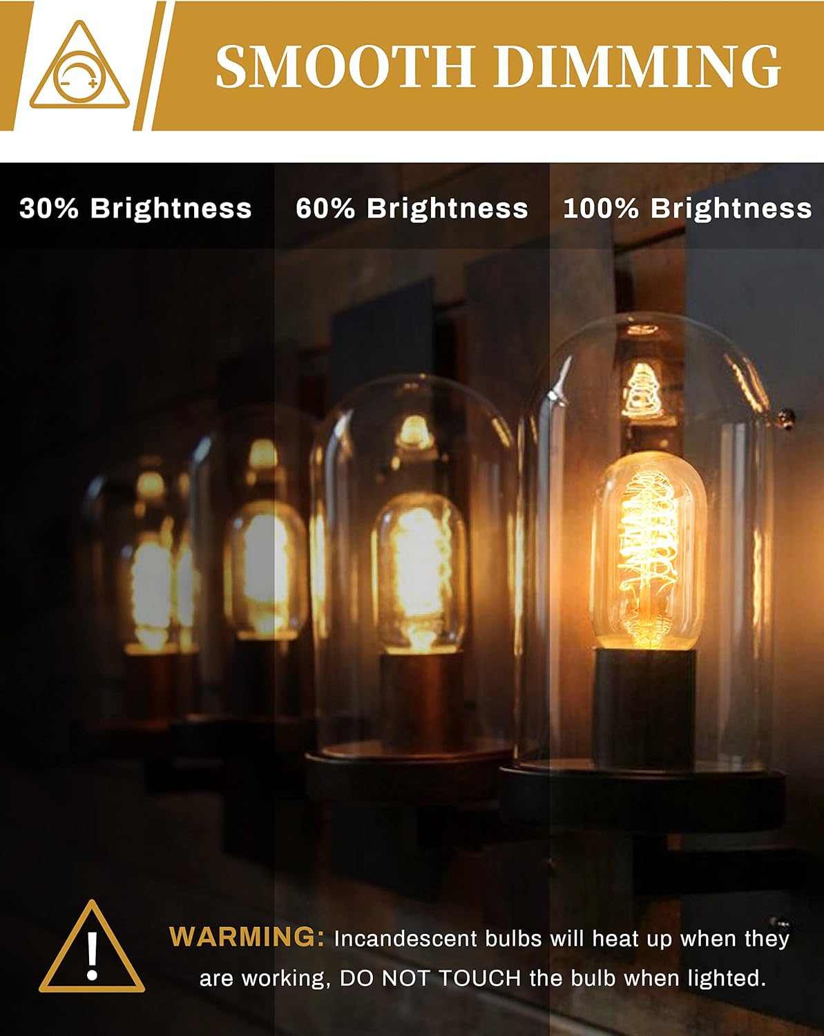Detalle de DORESshop DWS001RW40E26-4-2700K/ST19-5 T45 Incandescent Bulbs, 40W Amber Glass