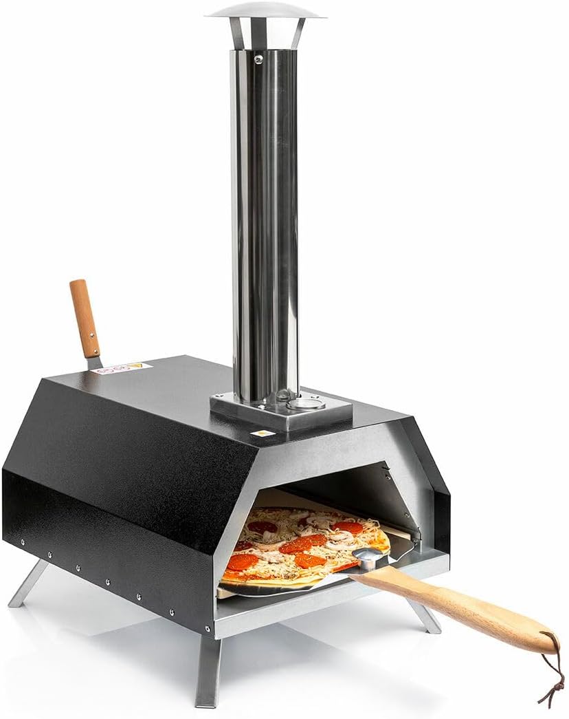 Detalle de InnovaGoods 8435527826215 pelletpizzaoven met keramische steen en thermometer