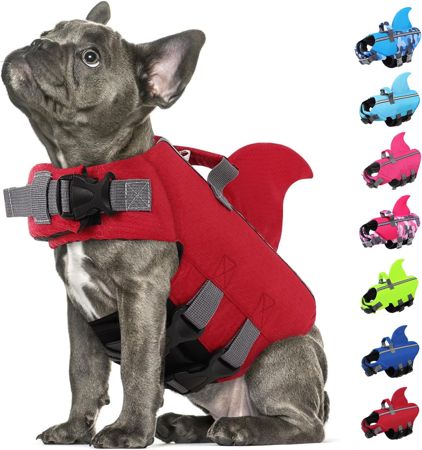 AOFITEE Gilet de Sauvetage pour Chien avec Nageoire – Réglable pour Petits et Moyens