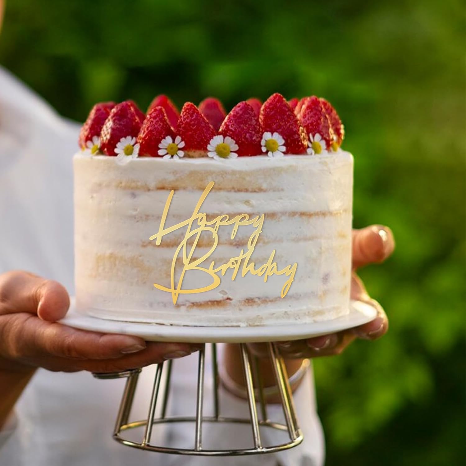 Detalle 2 de 6 pcs Happy Birthday Cake Toppers Gold Mirror Acrylic Cake Decorations
