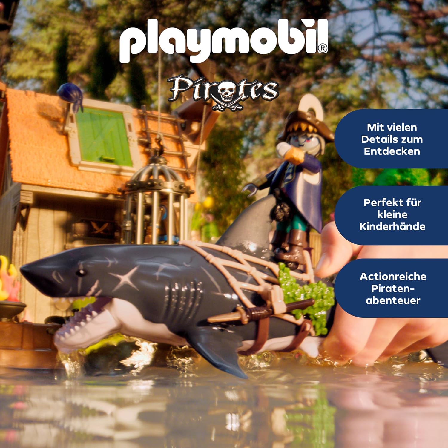 Detalle de PLAYMOBIL Pirates Gefahr durch Riesenhai – Piratenspielzeug 71793