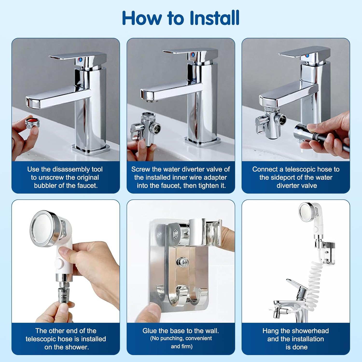 Thumbnail 5 de Doccetta per Lavandino Bagno con Tubo Estensibile 3M: set completo per lavaggio, bidet e doccia