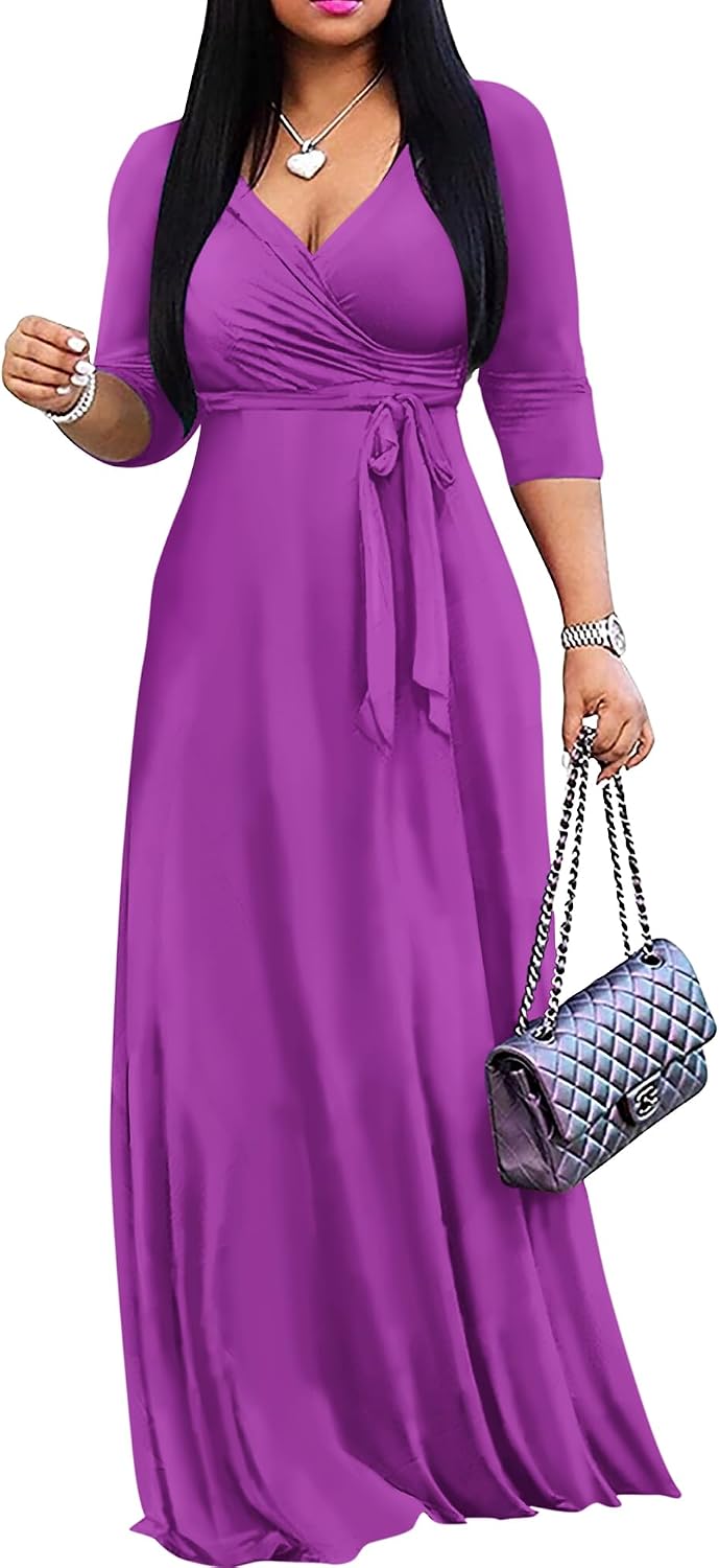 Detalle 2 de FANDEE 2025 Maxi Dress V-Neck 3/4 Sleeve