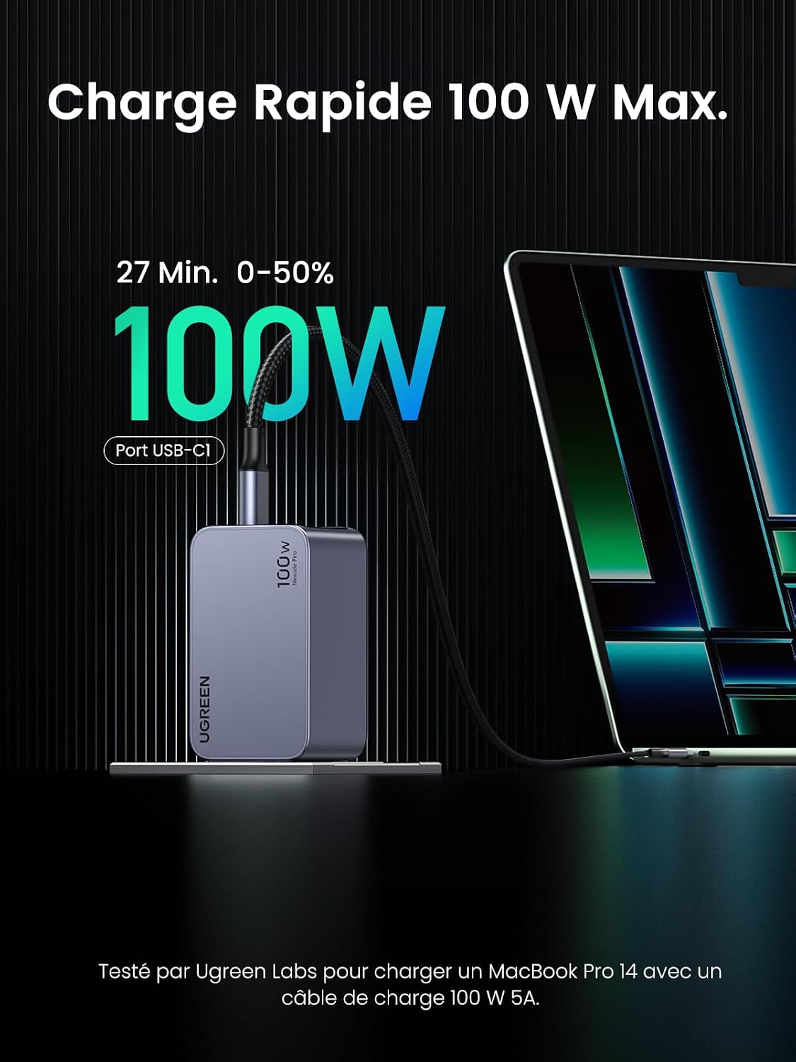 Detalle 2 de UGREEN Nexode Pro 100W GaN 3 ports