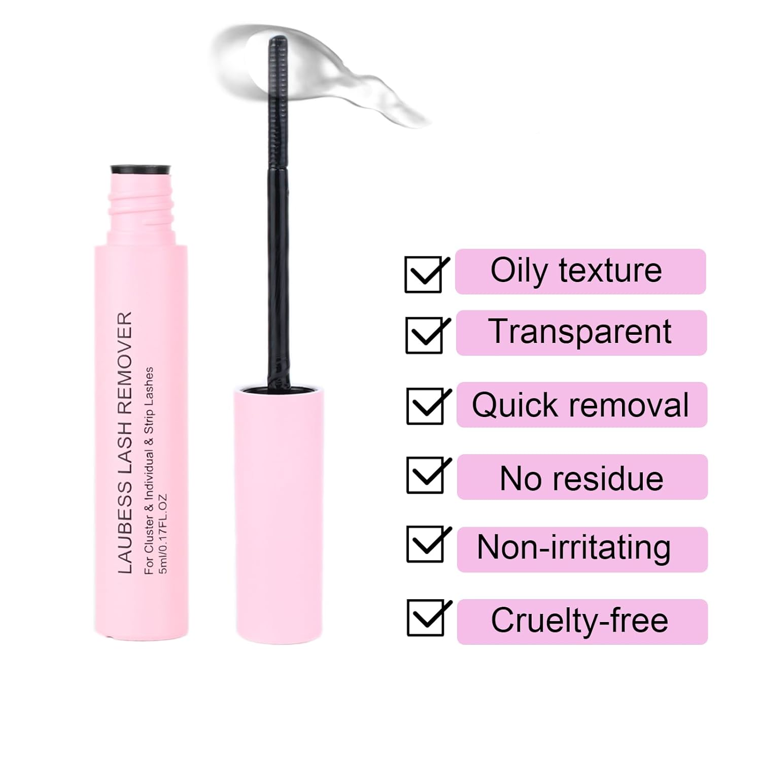 Detalle de LAUBESS Lash Remover for Cluster Lashes, 5ml — Gentle DIY Lash Extension Remover for Home Use
