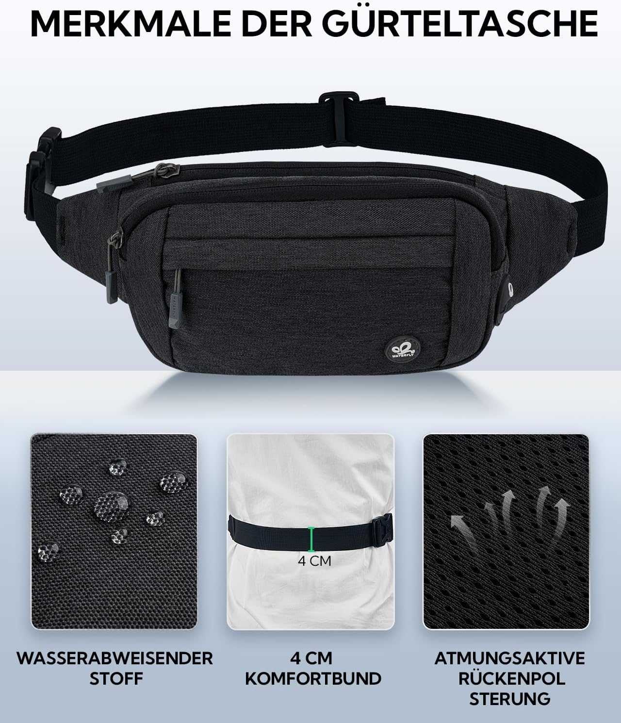 Thumbnail 5 de WATERFLY Bauchtasche Hüfttasche Sport 1er-Pack