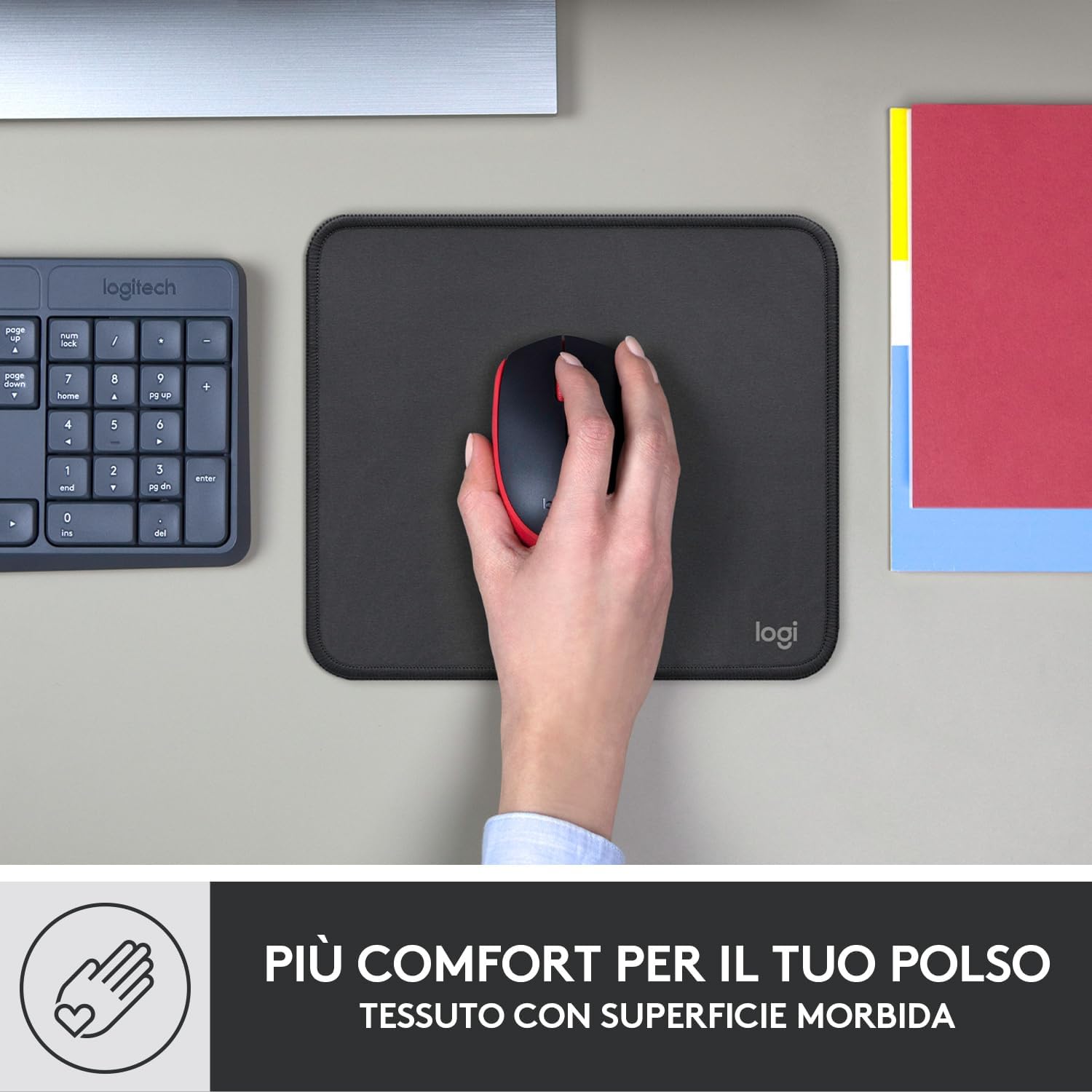 Detalle 2 de Logitech Mouse Pad Studio Series: tappetino in tessuto resistente con superficie liscia