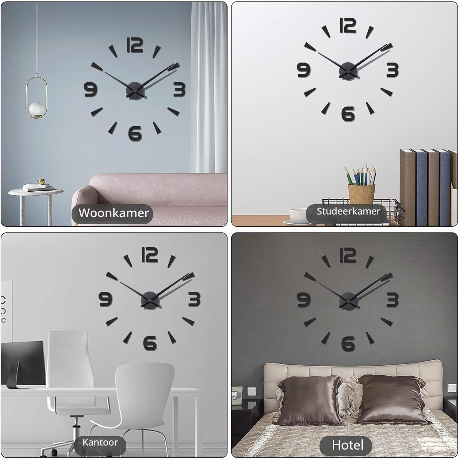 Thumbnail 1 de Warminn 3D DIY Large Wall Clock frameloze wandklok, 60-120 cm