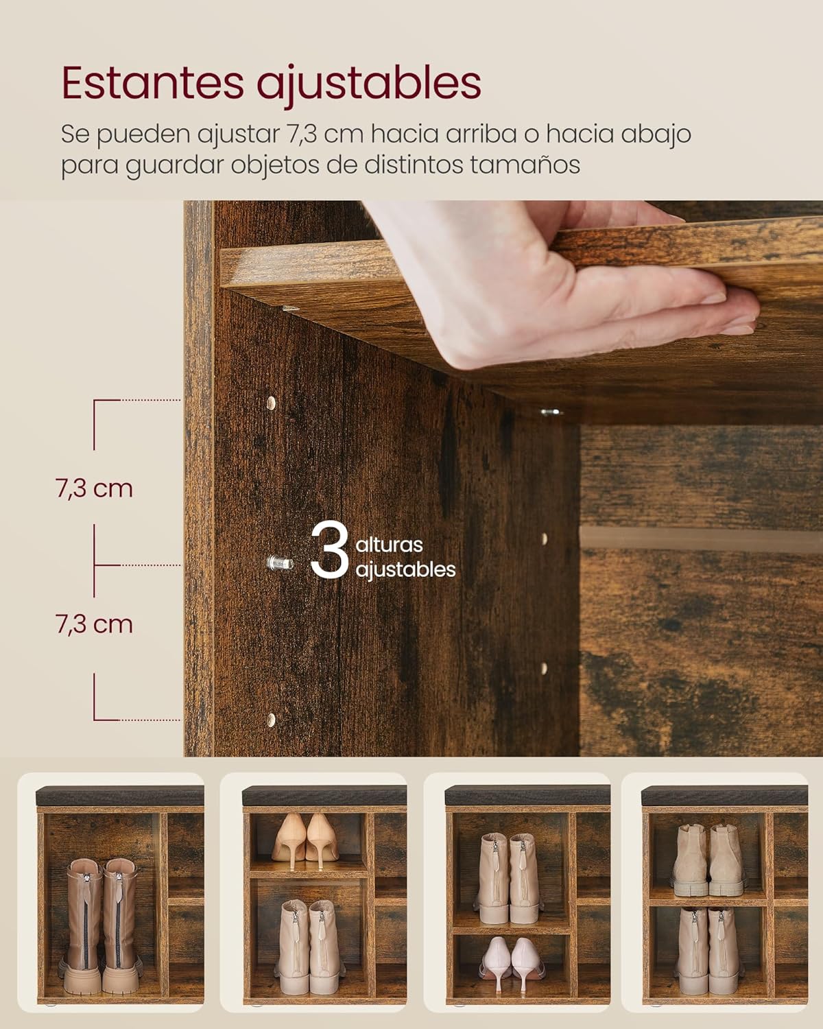 Thumbnail 4 de VASAGLE Banco Zapatero con 8 Compartimentos - Asiento Acolchado