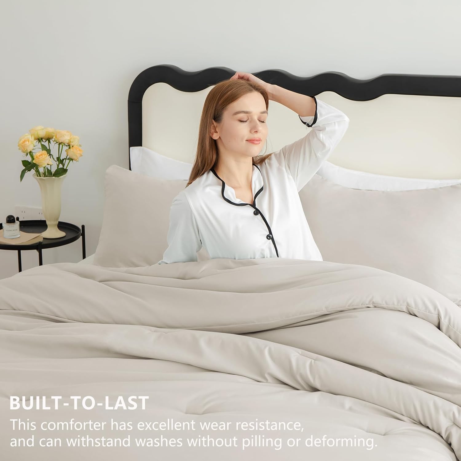 Thumbnail 4 de CozyLux Beige Queen Comforter Set 3-Piece Bedding