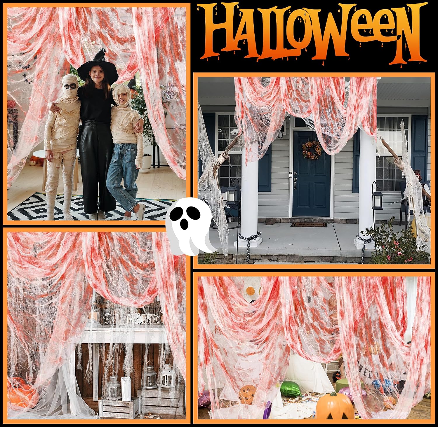 Thumbnail 6 de RunNico RunNico01 Halloween Creepy Cloth, Red Stretch Gauze, 400 x 85 in