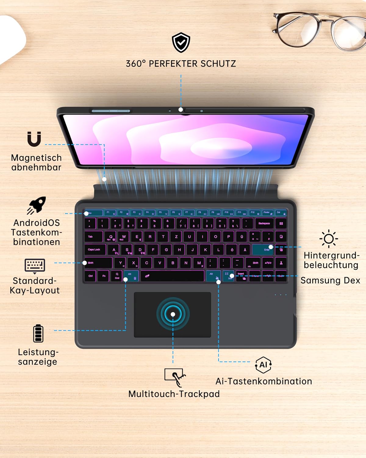 Thumbnail 2 de Tastaturhülle für Samsung Galaxy Tab 14,6 Zoll