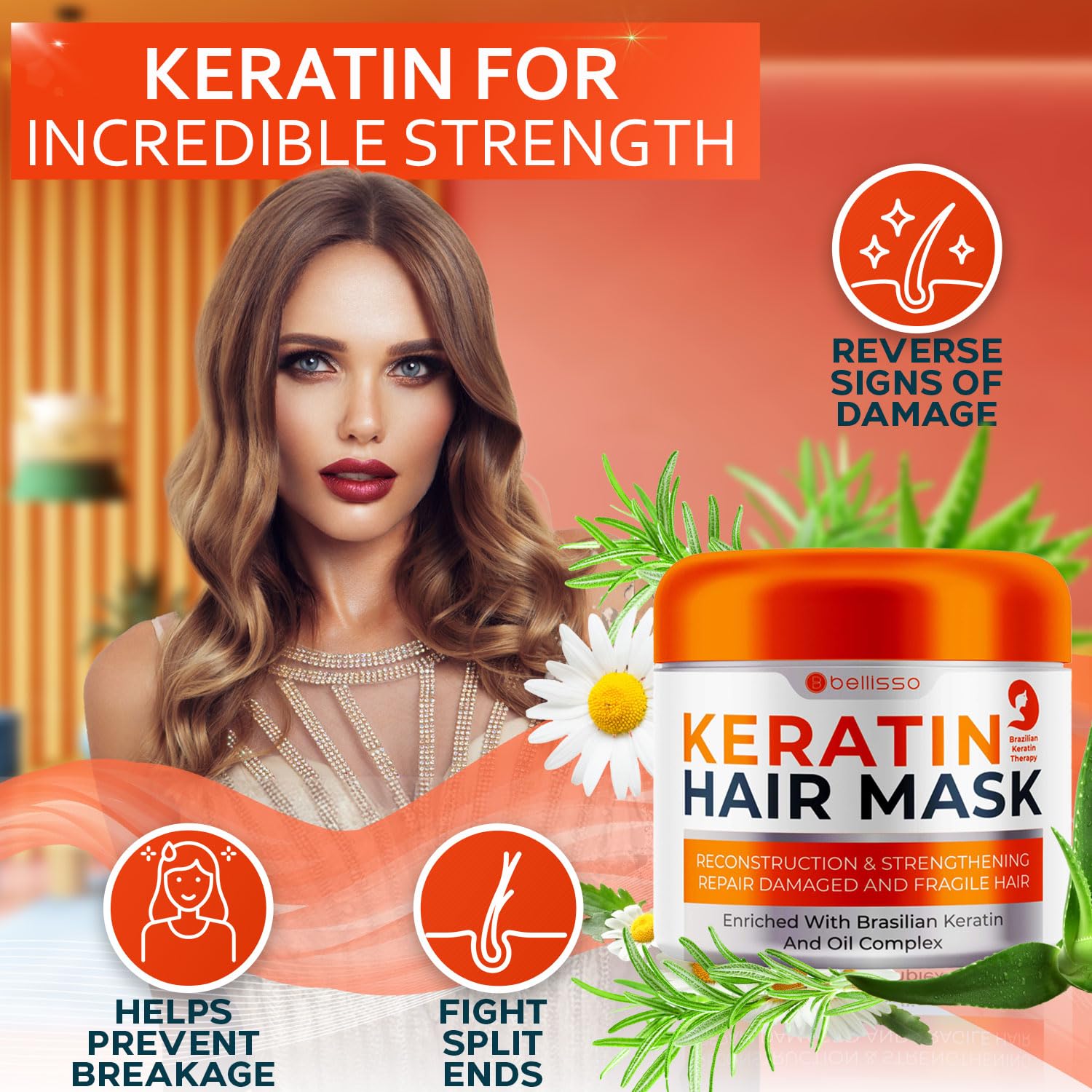 Detalle de Bellisso keratinhairmask1 Keratin Hair Mask, Sulfate-Free Deep Conditioner