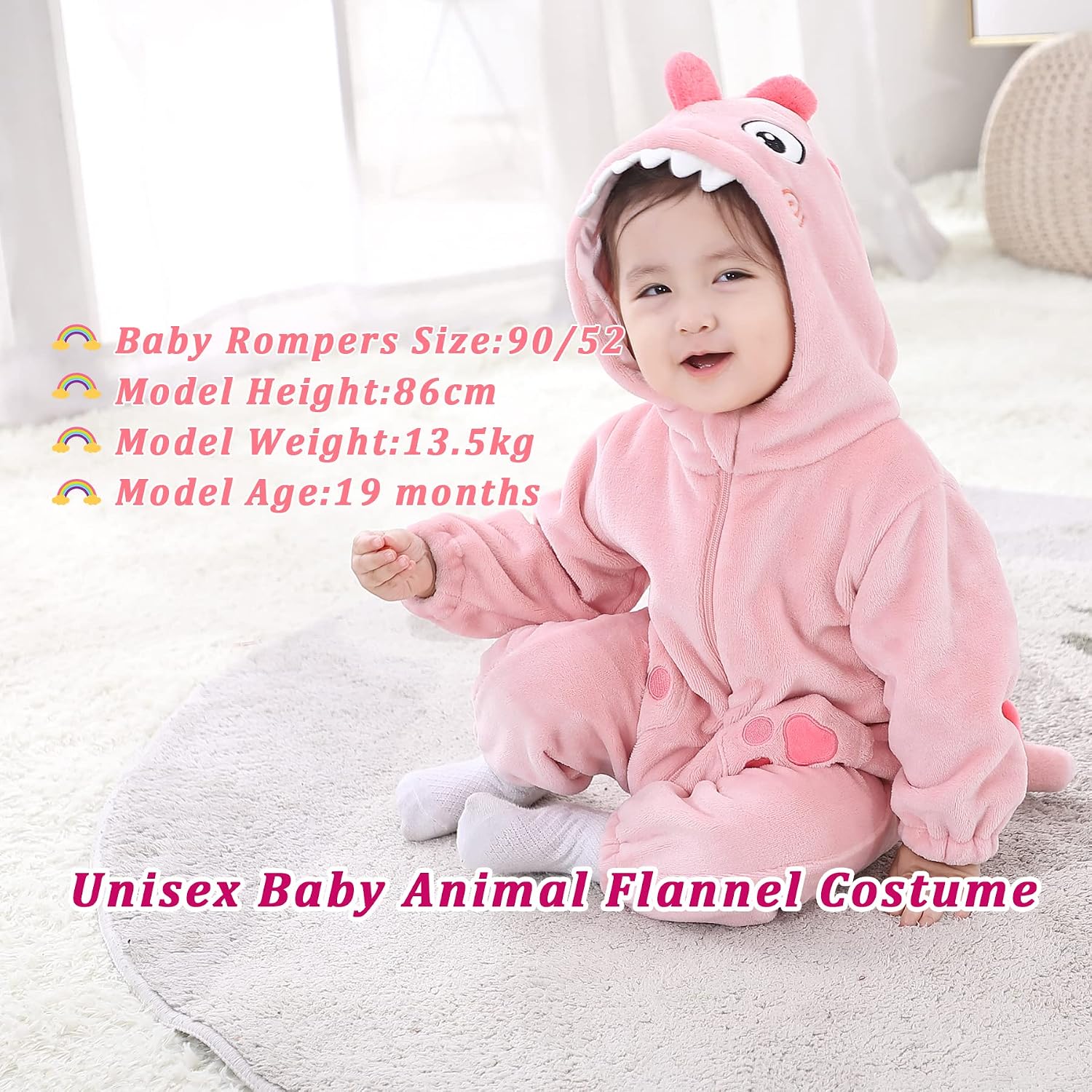 Detalle de TONWHAR Toddler Animal Romper in Plush Fleece