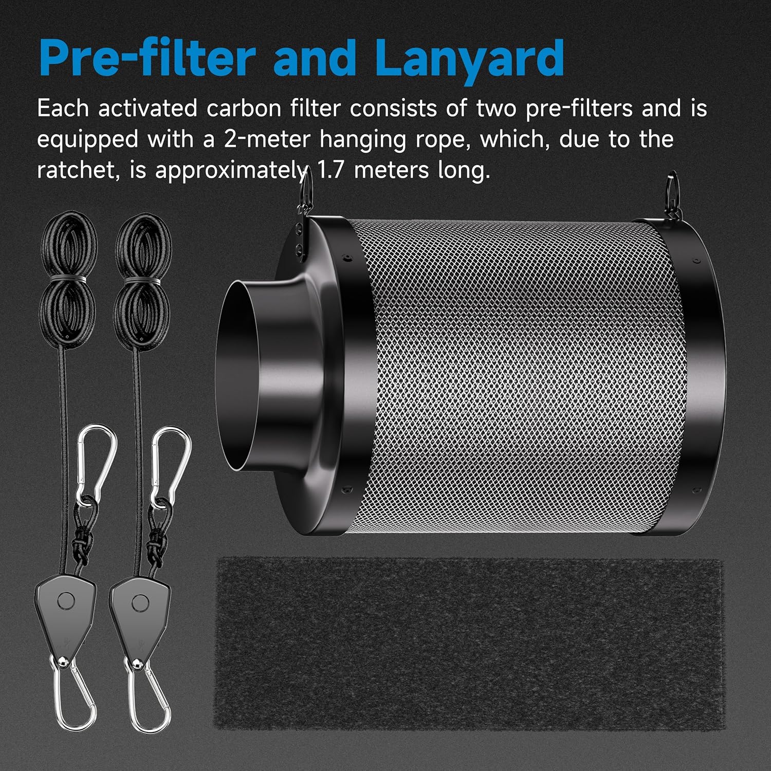 Detalle de Hon&Guan 6 Inch Activated Carbon Filter with Australian Virgin Charcoal – Ø150mm × 200mm