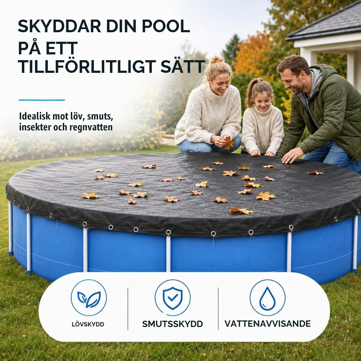 Detalle de TK Gruppe Timo Klingler TK294304 rund poolpresenning, svart PE, 200 g/m²