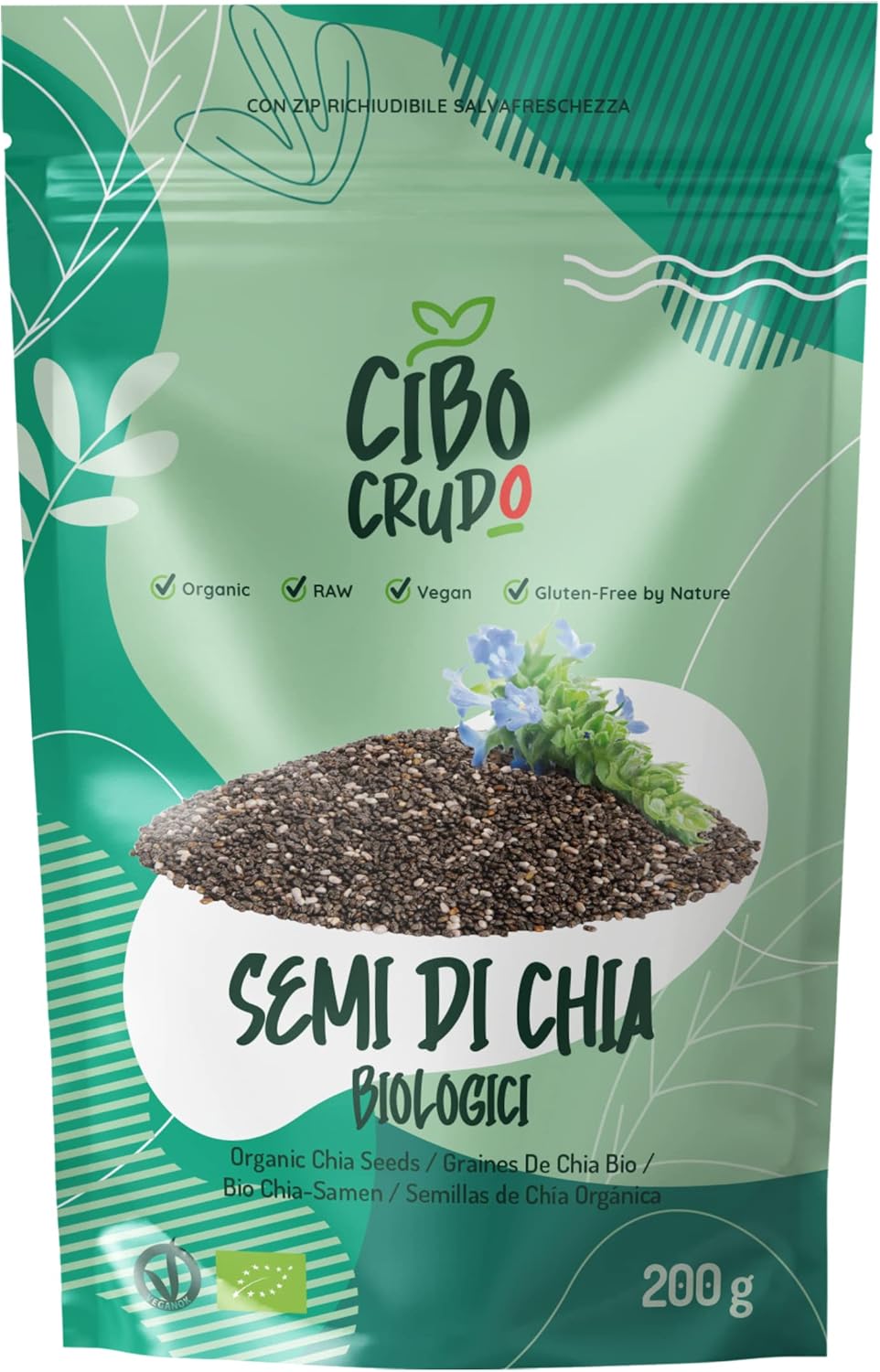 Detalle de Semi di Chia Biologici 200 g – Fonte di Omega 3 e 6, Magnesio, Potassio e Calcio