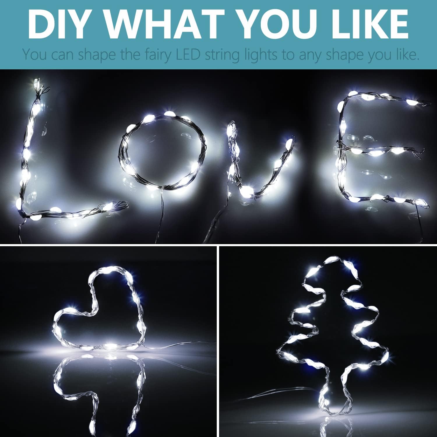 Thumbnail 4 de Lichterketten Batterie Timer – 5 m Micro-Drahtlichterkette mit 50 LED (IP65), kaltweiß, 4er-Set