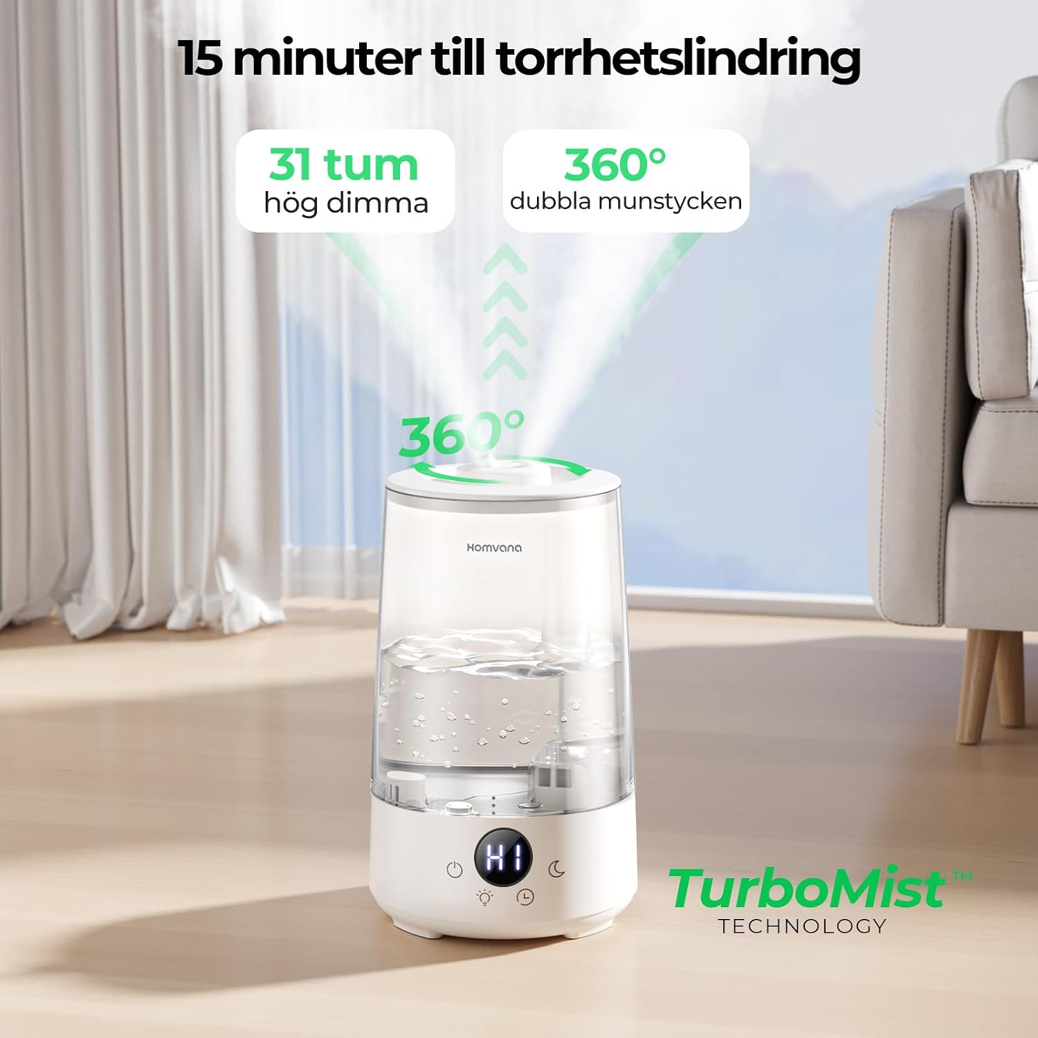 Detalle 2 de Homvana Top-Fill humidificador 34 h para dormitorio