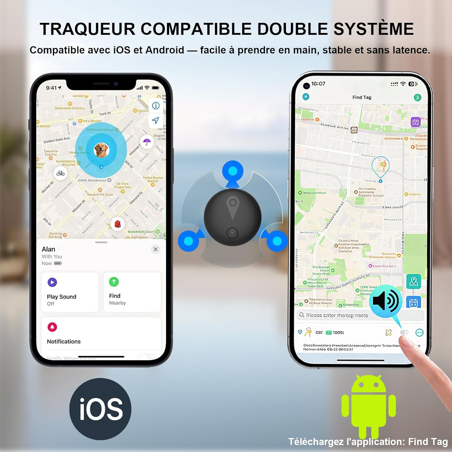 Detalle de Traceur GPS Voiture Magnétique – Traceur sans abonnement, IP67, Bluetooth et localisation en temps réel