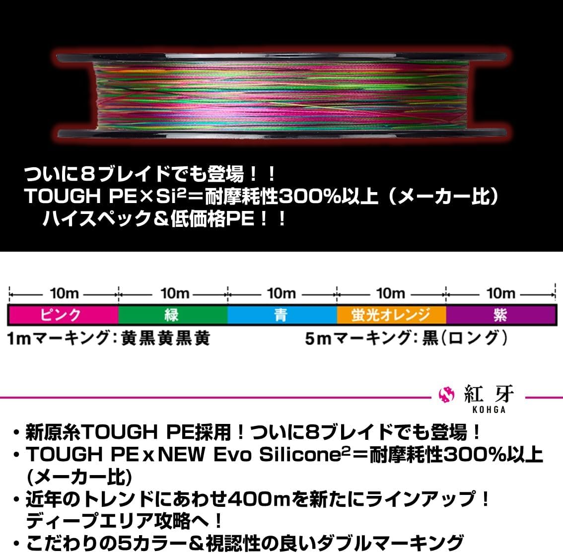 Detalle de ダイワ UVF紅牙デュラセンサーX8+Si2 PEライン 0.6号・200m、5カラー