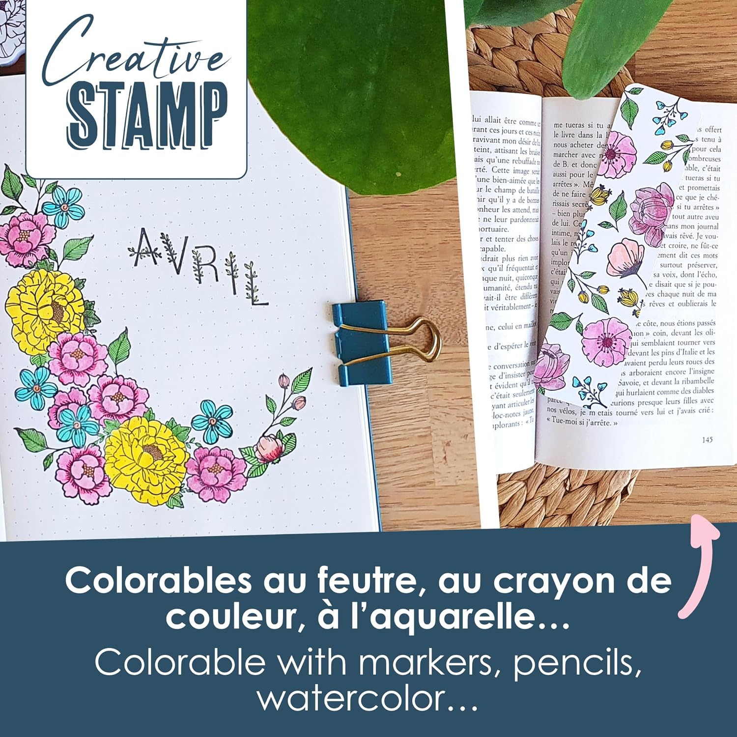 Detalle de Aladine 31 Stempel-Set Blumen – Stempelkit für Karten, Scrapbooking und Bullet Journal