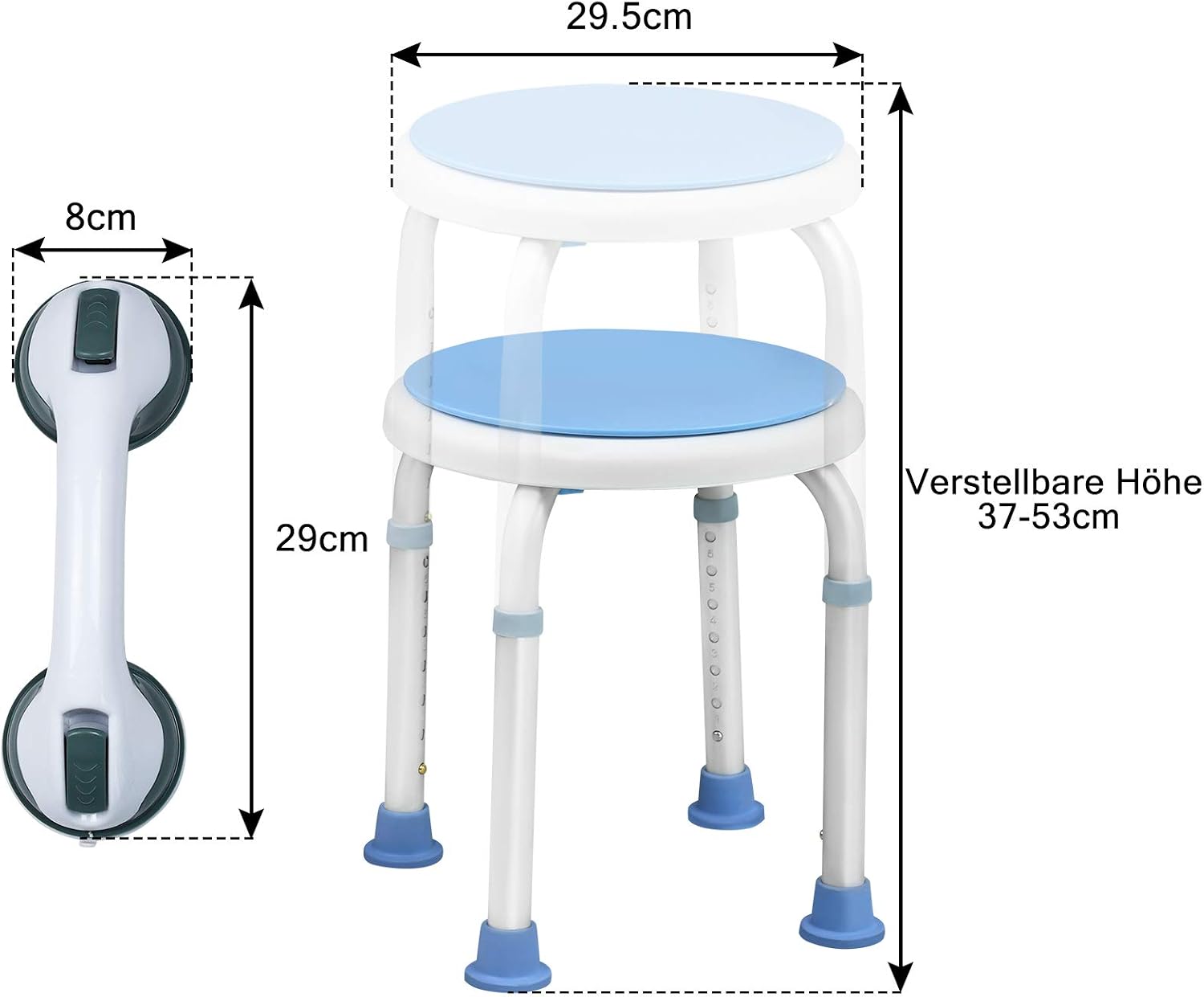 Detalle 2 de UISEBRT Duschhocker mit 360° Drehfunktion