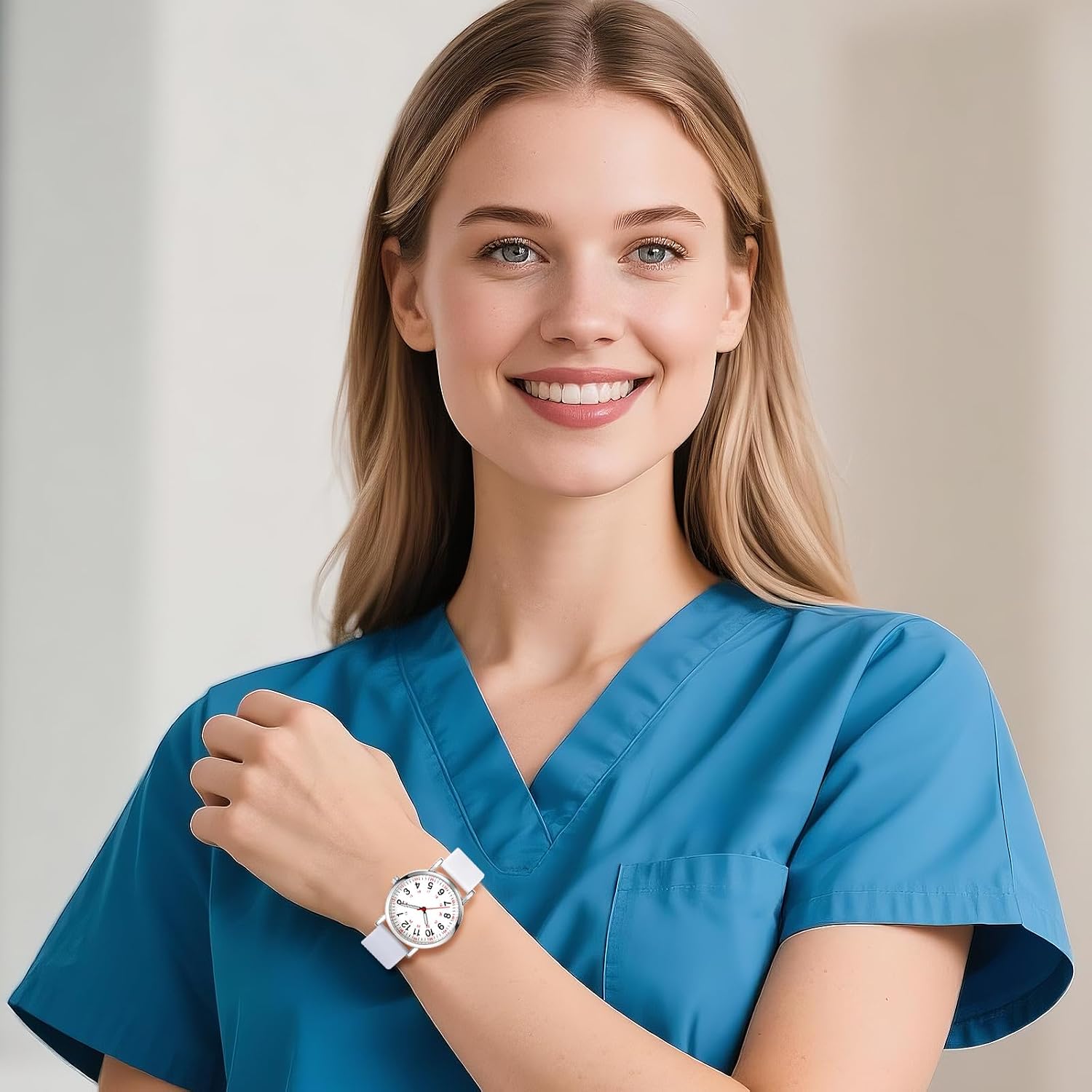 Detalle de JewelryWe Damenuhr Silikon Uhr mit Pulsberechnung – Analoge Quarz-Armbanduhr mit Silikonarmband