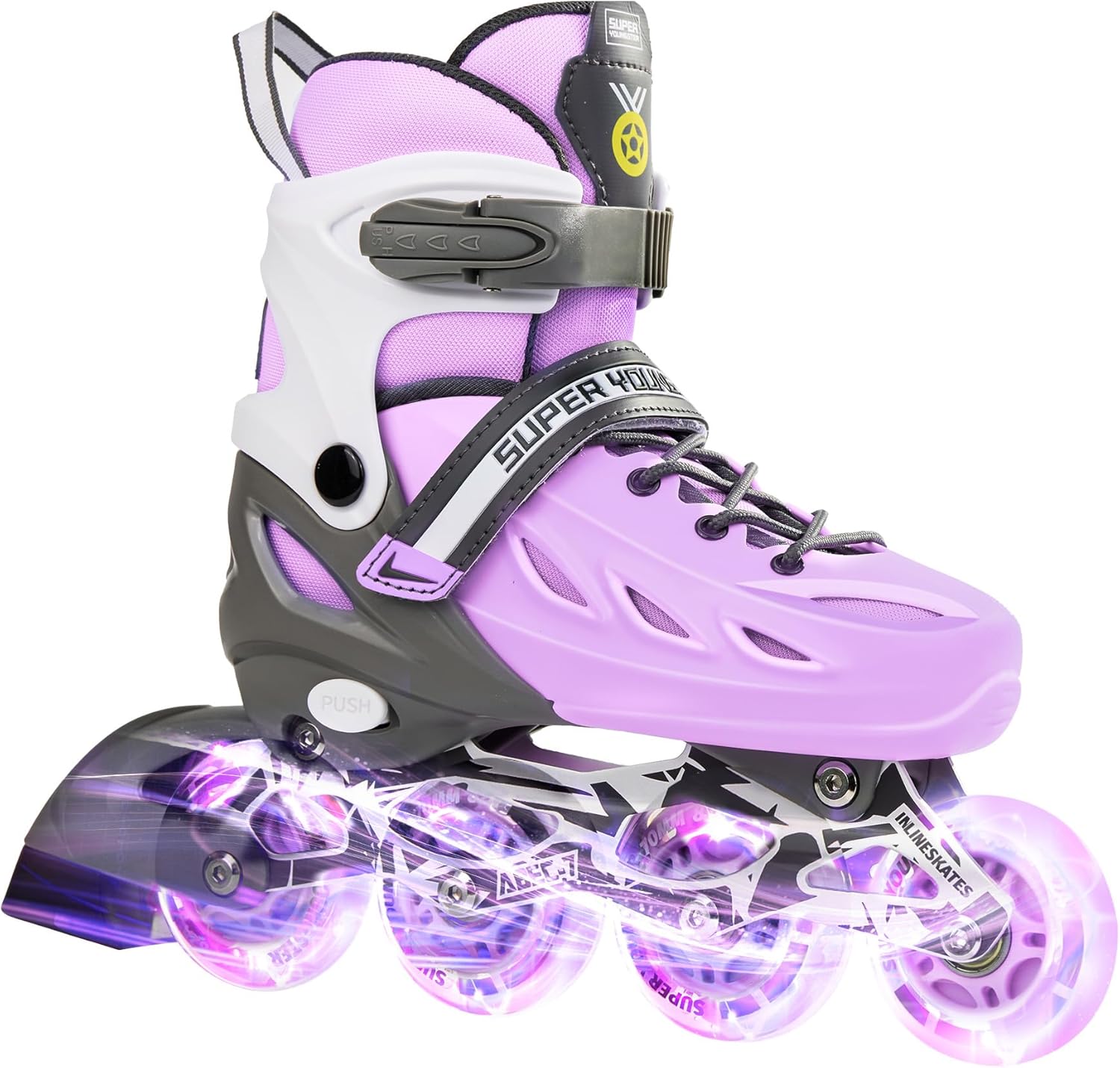 Detalle de SUPER YOUNGSTER Adjustable Inline Skates for Kids 4-12 with Light-Up Wheels