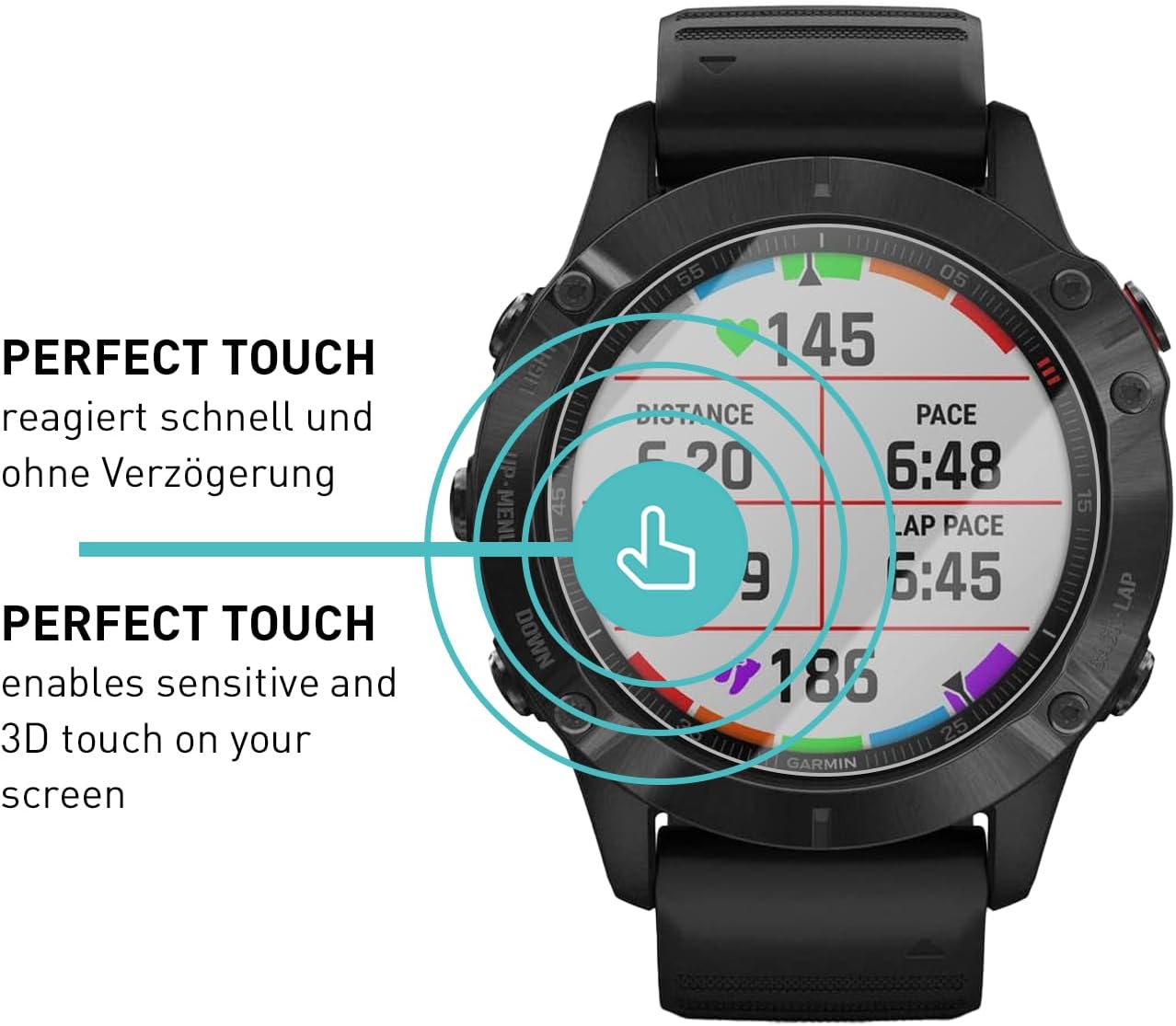 Thumbnail 3 de SmarTect Tempered Glass Screen Protector for Garmin Fenix 6 / 6 Pro, 9H, 3-Pack
