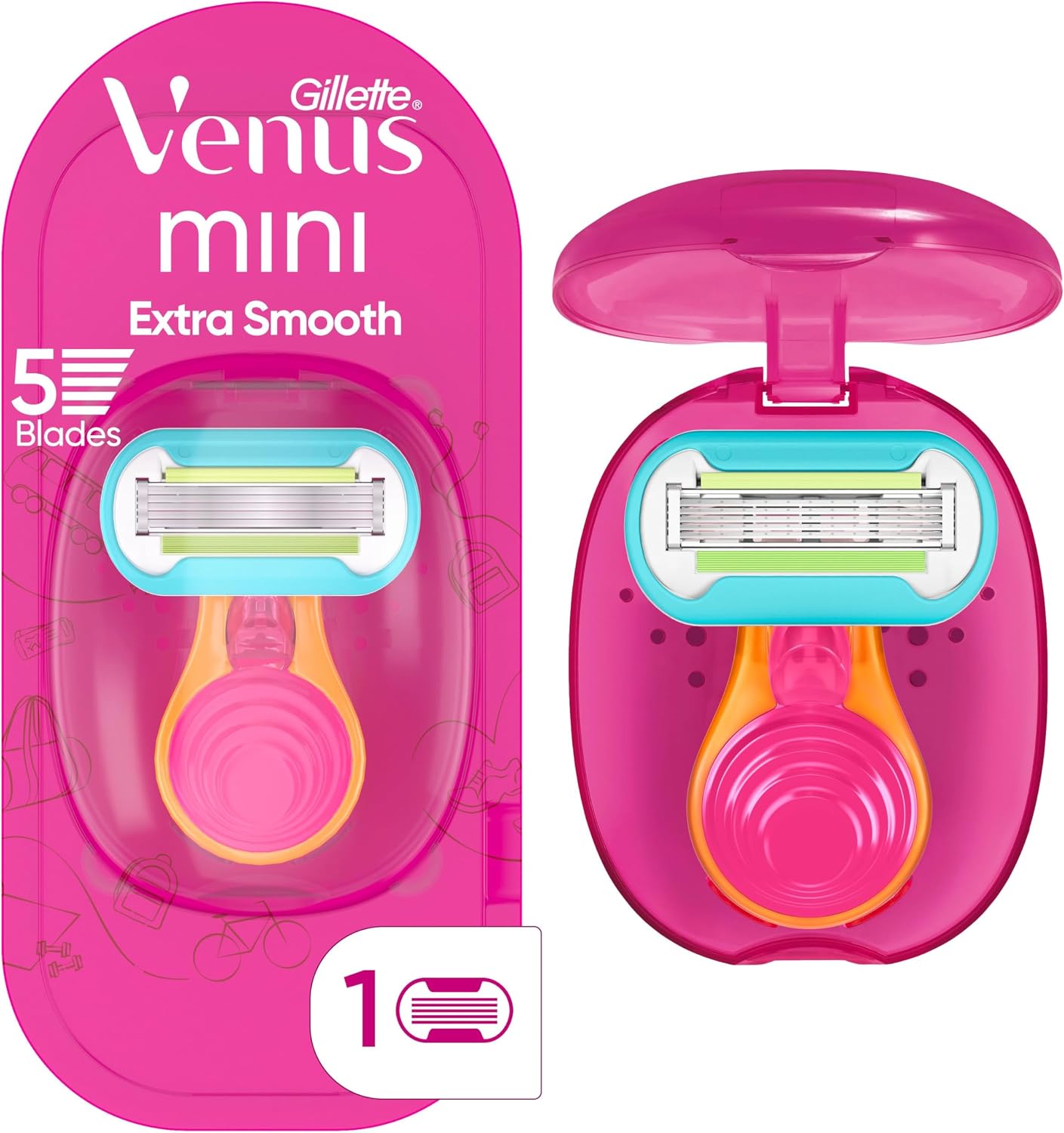 Detalle de Gillette Venus PG-6204 Extra Smooth Mini Women's Razor with 5-Blade Refill