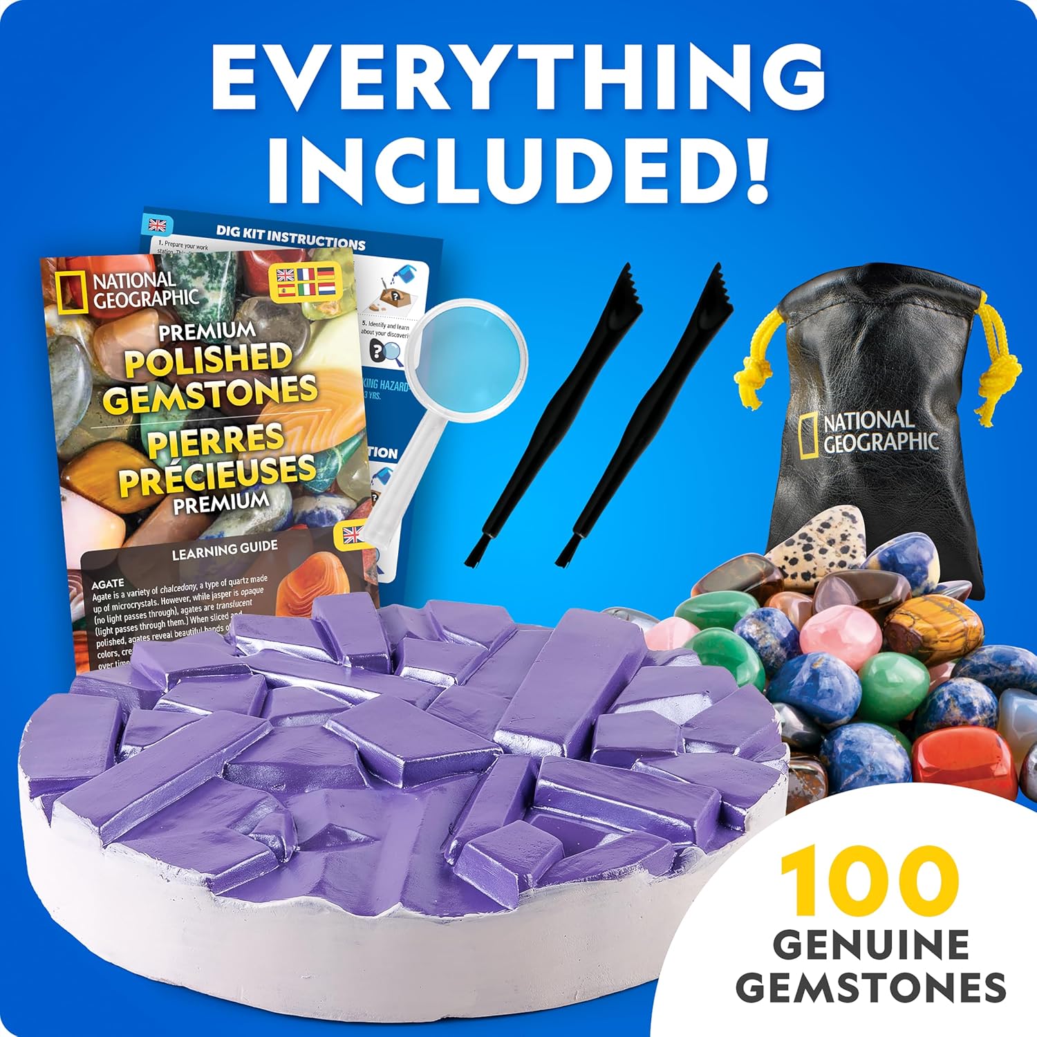 Thumbnail 4 de NATIONAL GEOGRAPHIC Gigantic Gemstone Dig Kit – 100 Real Gemstones Excavated from a Giant Brick