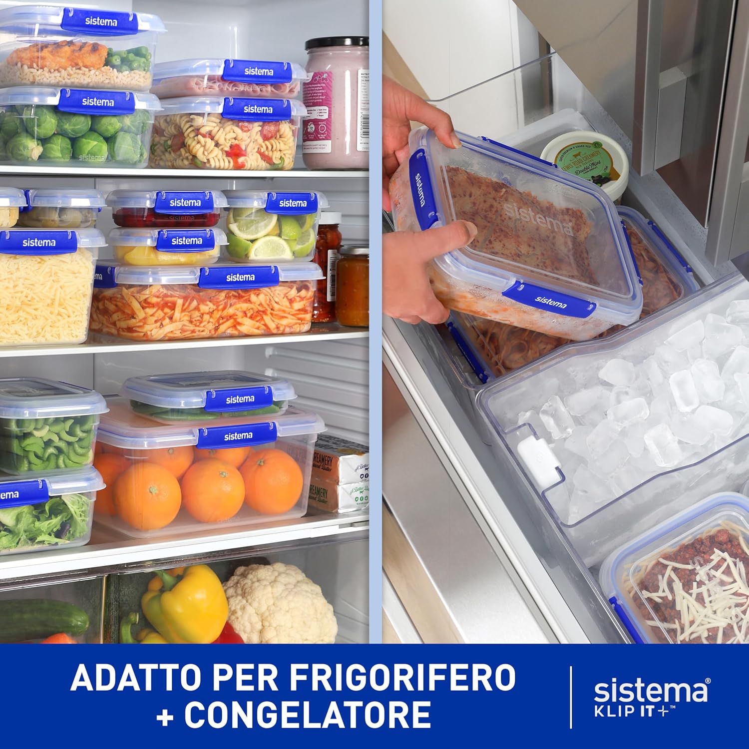 Detalle de Sistema KLIP IT PLUS contenitori per alimenti – Set 6 contenitori ermetici (2x400 ml, 3x1 L, 1x2,2 L)