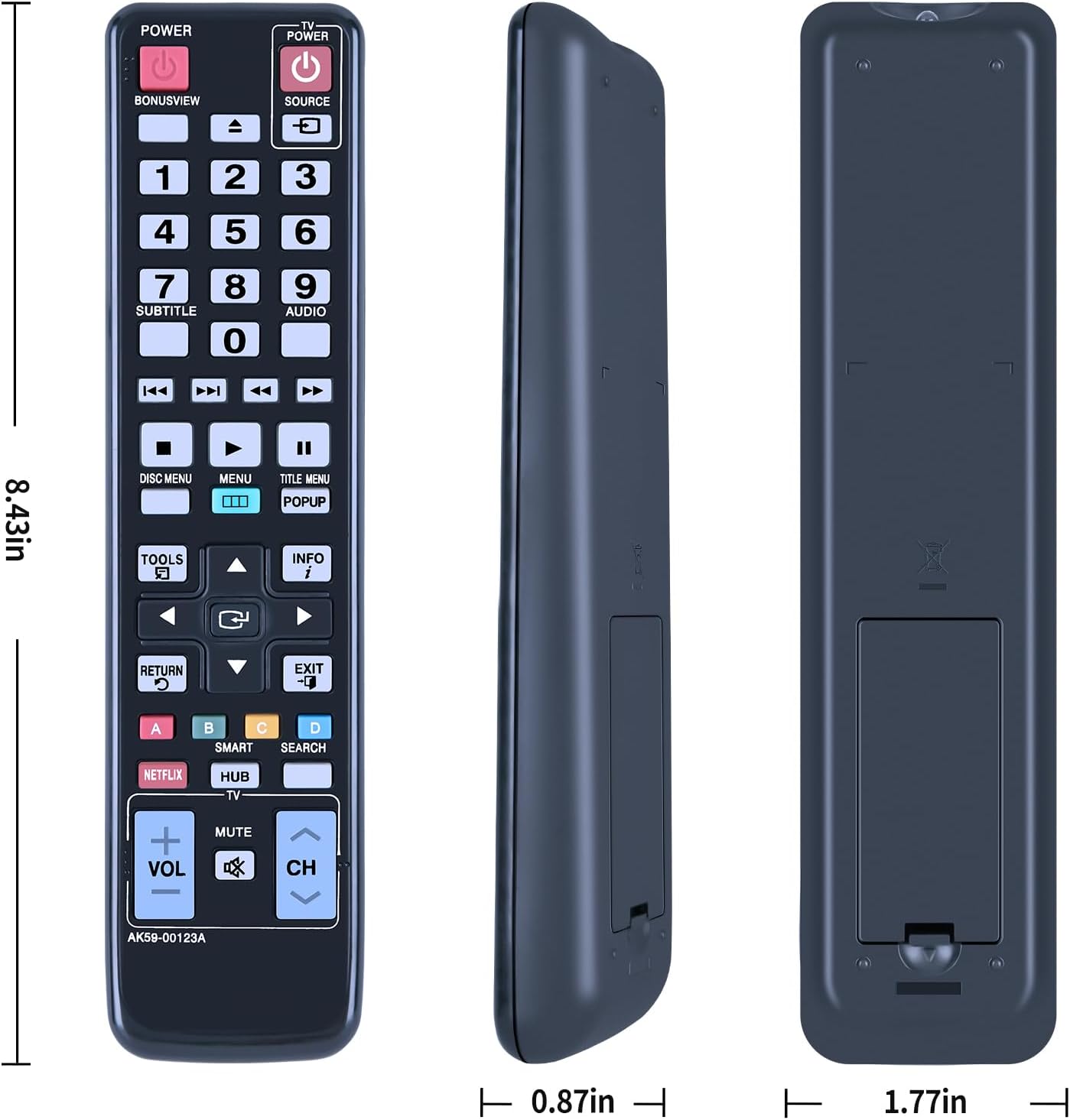Detalle 2 de TCNOUMT AK59-00123A replacement remote control for Samsung DVD players (BD-D5500/BdD6500 and more)