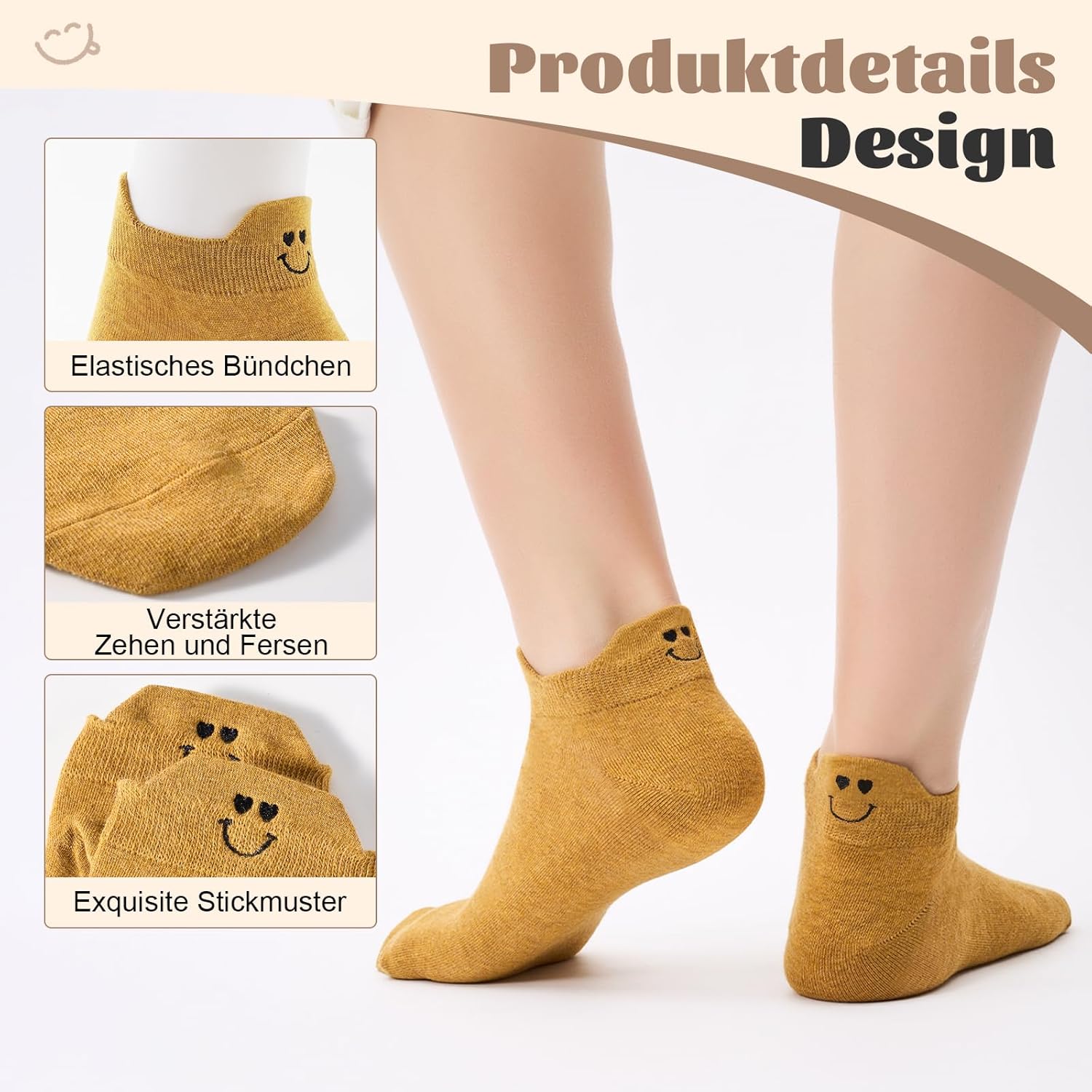 Thumbnail 4 de Effeet Lustige Sneaker Socken Damen 10 Paar – bunte, atmungsaktive Kurze Socken mit Stickmotiven