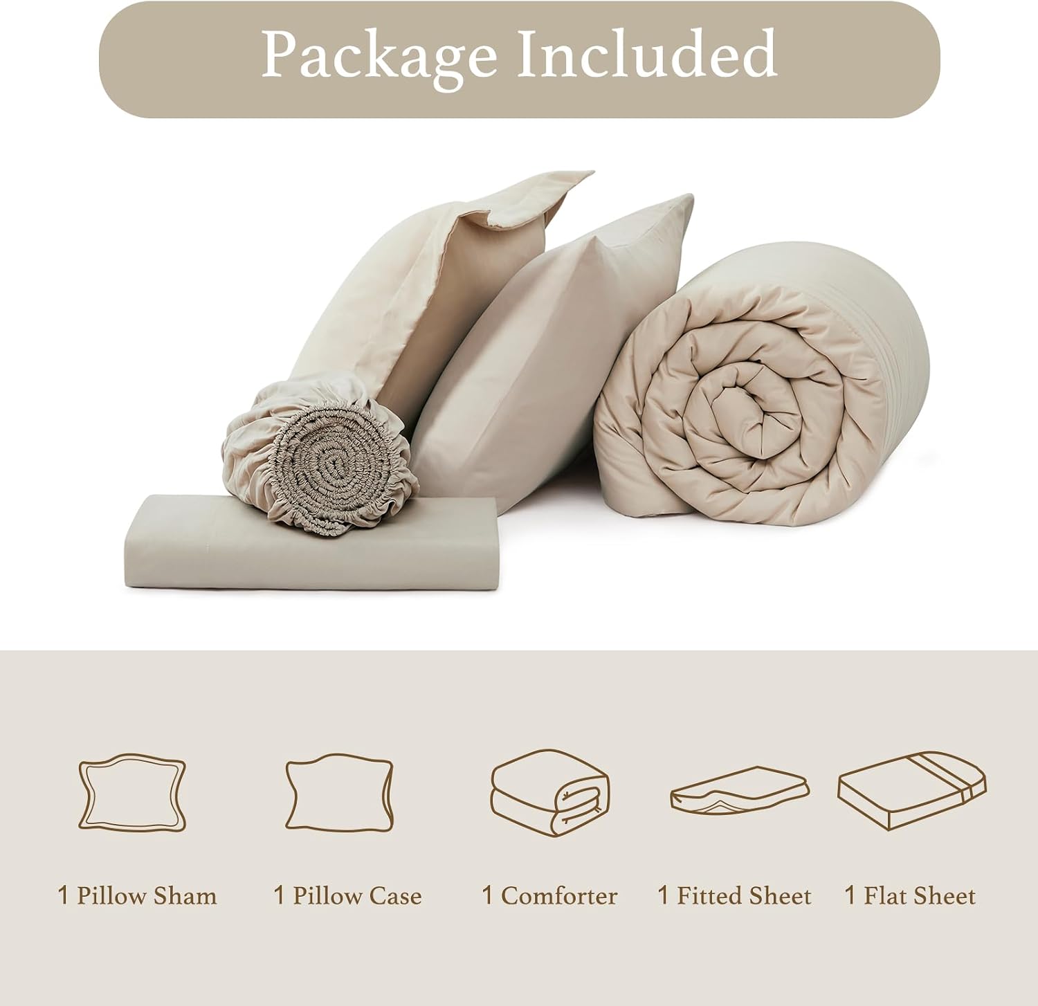 Thumbnail 6 de Monbix Queen Comforter Set - 7 Pieces Sage Green Bed in a Bag