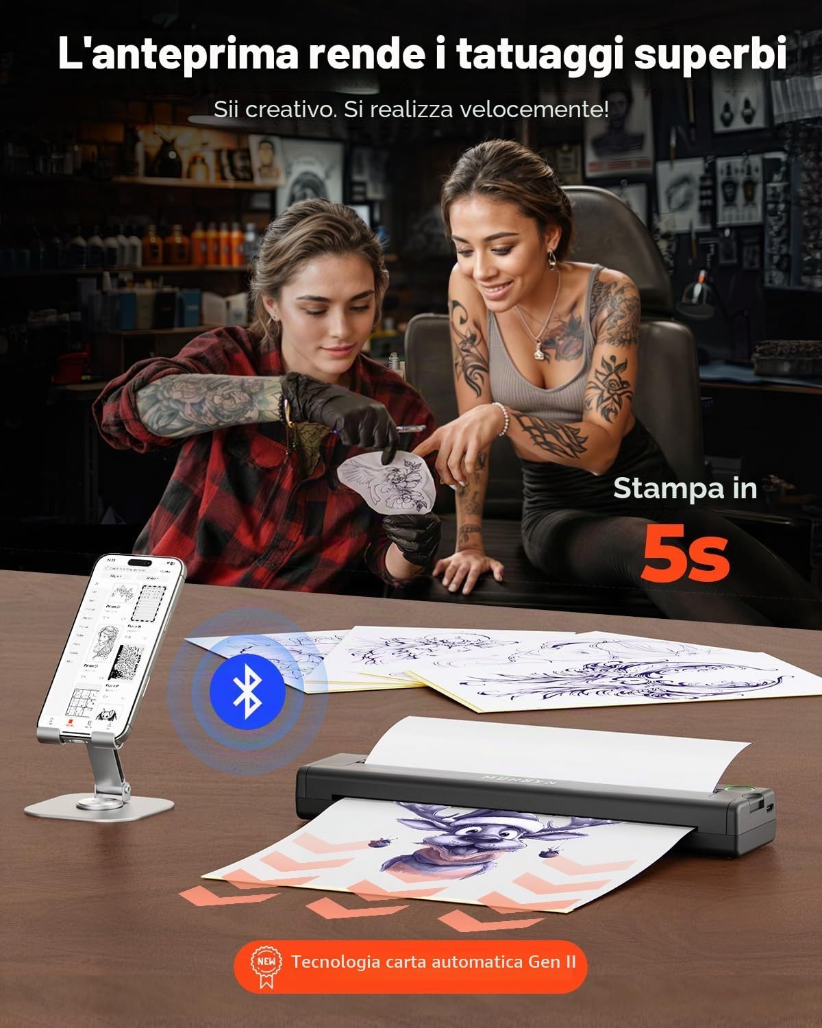 Detalle de MUNBYN ITP05 stampante termica 2600 mAh 🖨