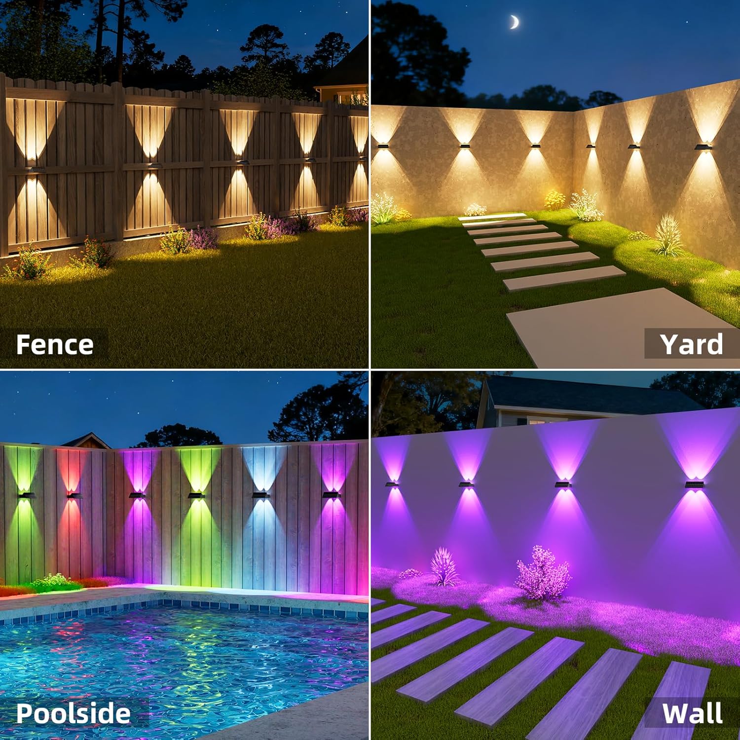 Thumbnail 3 de NIORSUN Lampada Solare da Esterno da Parete (IP65), 8 Pezzi, 3000K/4000K/6500K + RGB, luce su e giù, colore nero