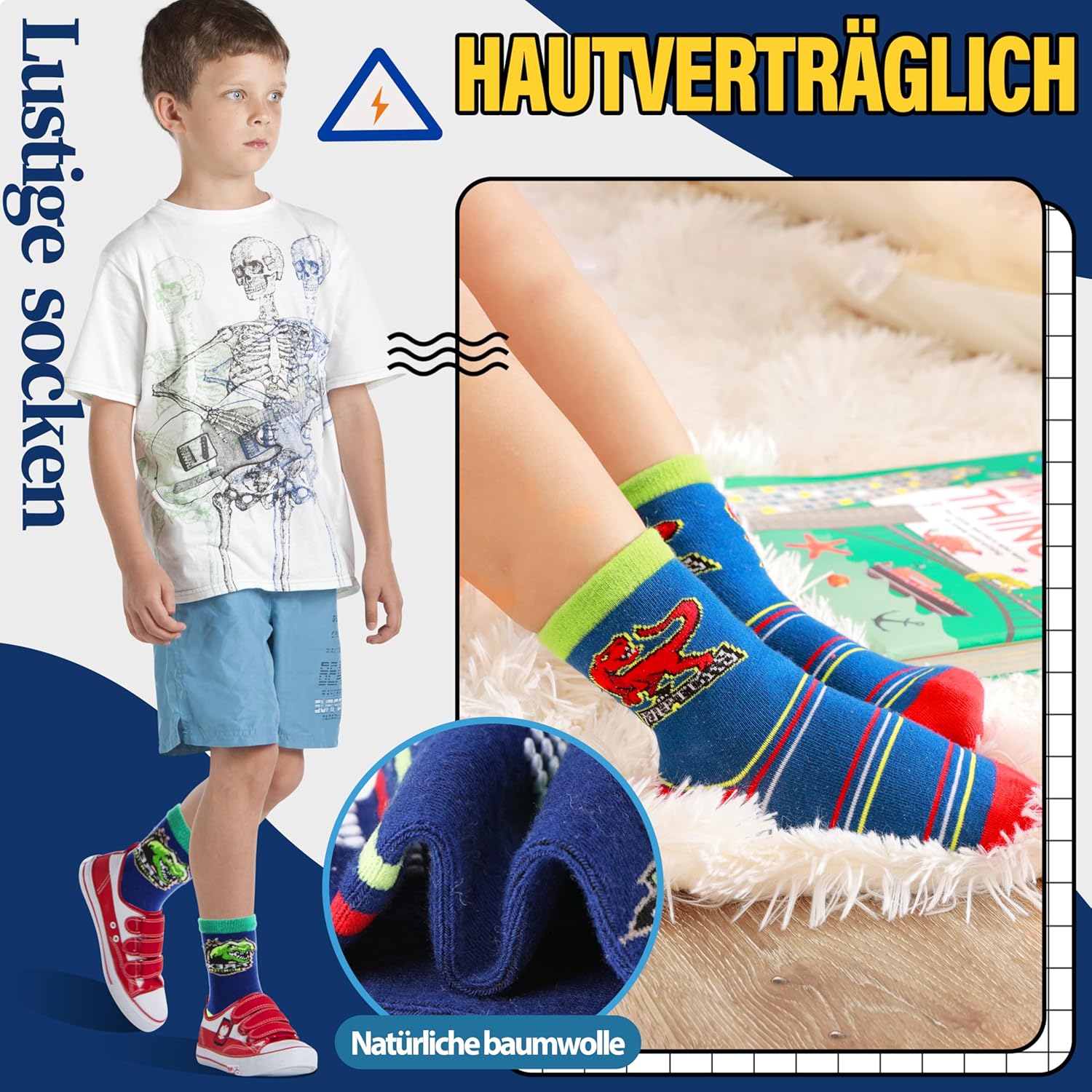 Thumbnail 1 de Welwoos 12 Paar Stoppersocken für Kinder – Anti-Rutsch-Baumwollsocken mit Halt