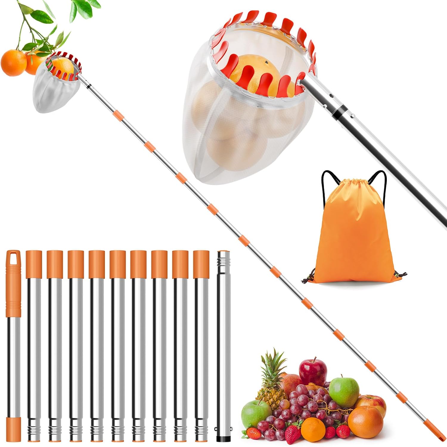 Detalle de Apple Picker – zbierak do owoców 4,2 m z bawełnianym workiem 16 cm