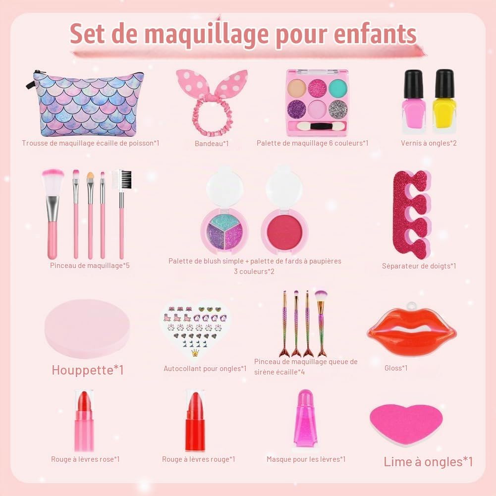 Thumbnail 1 de AOMIG 4676842 kindermake-upset, 25-delig en wasbaar in prinsessenkleuren